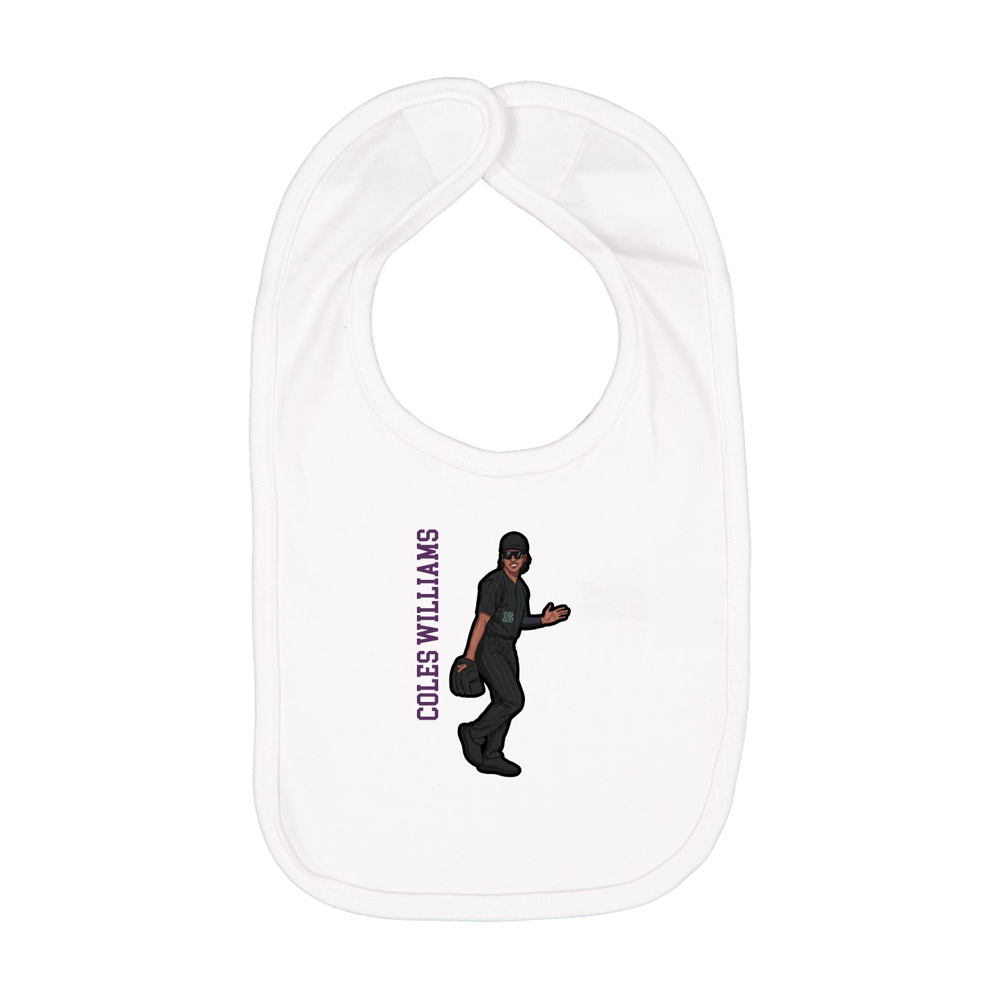 Infant Bib — Name Vertical in White