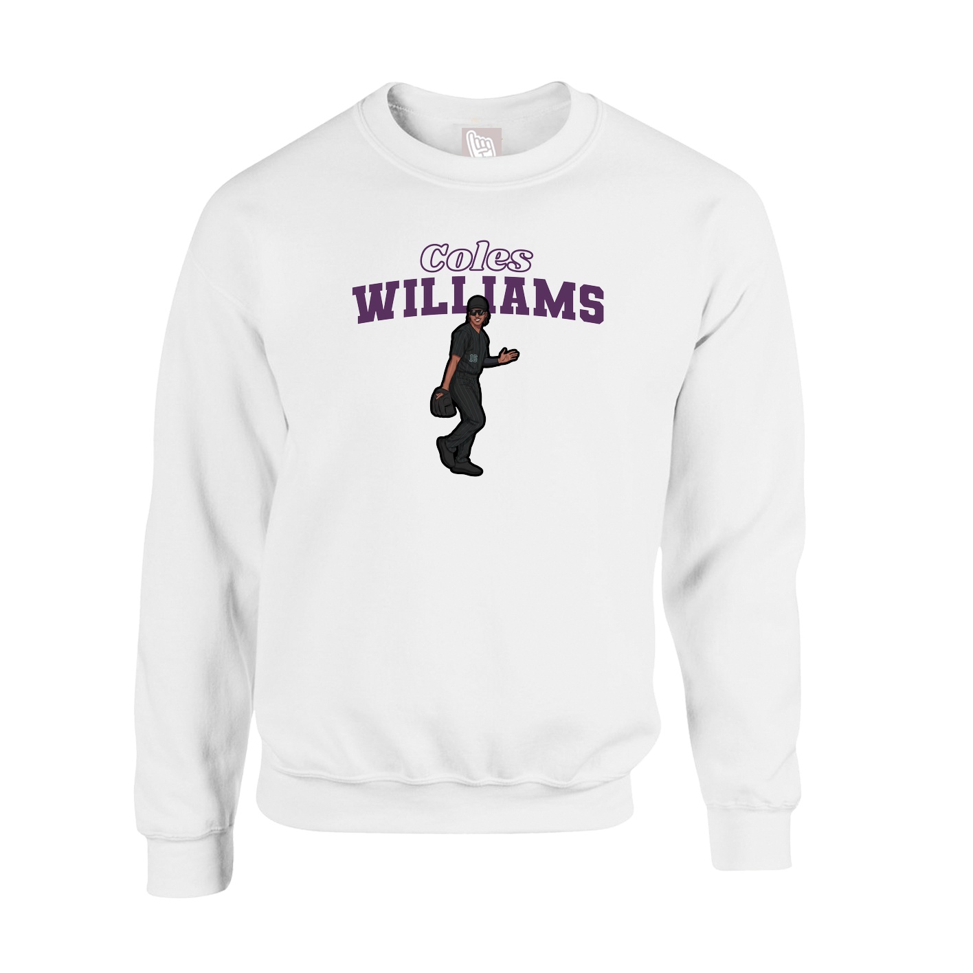 Fleece Crew — Name Arch in White