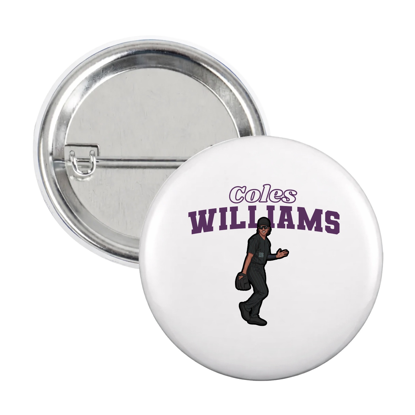 Game Day Button — Name Arch in White