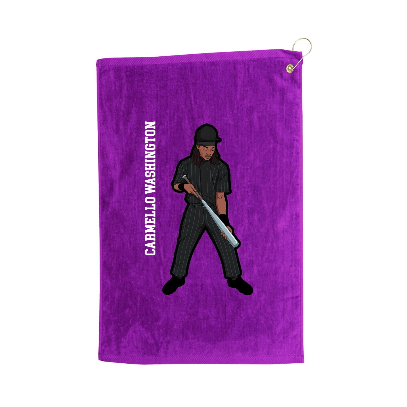 Golf Towel — Name Vertical in Purple