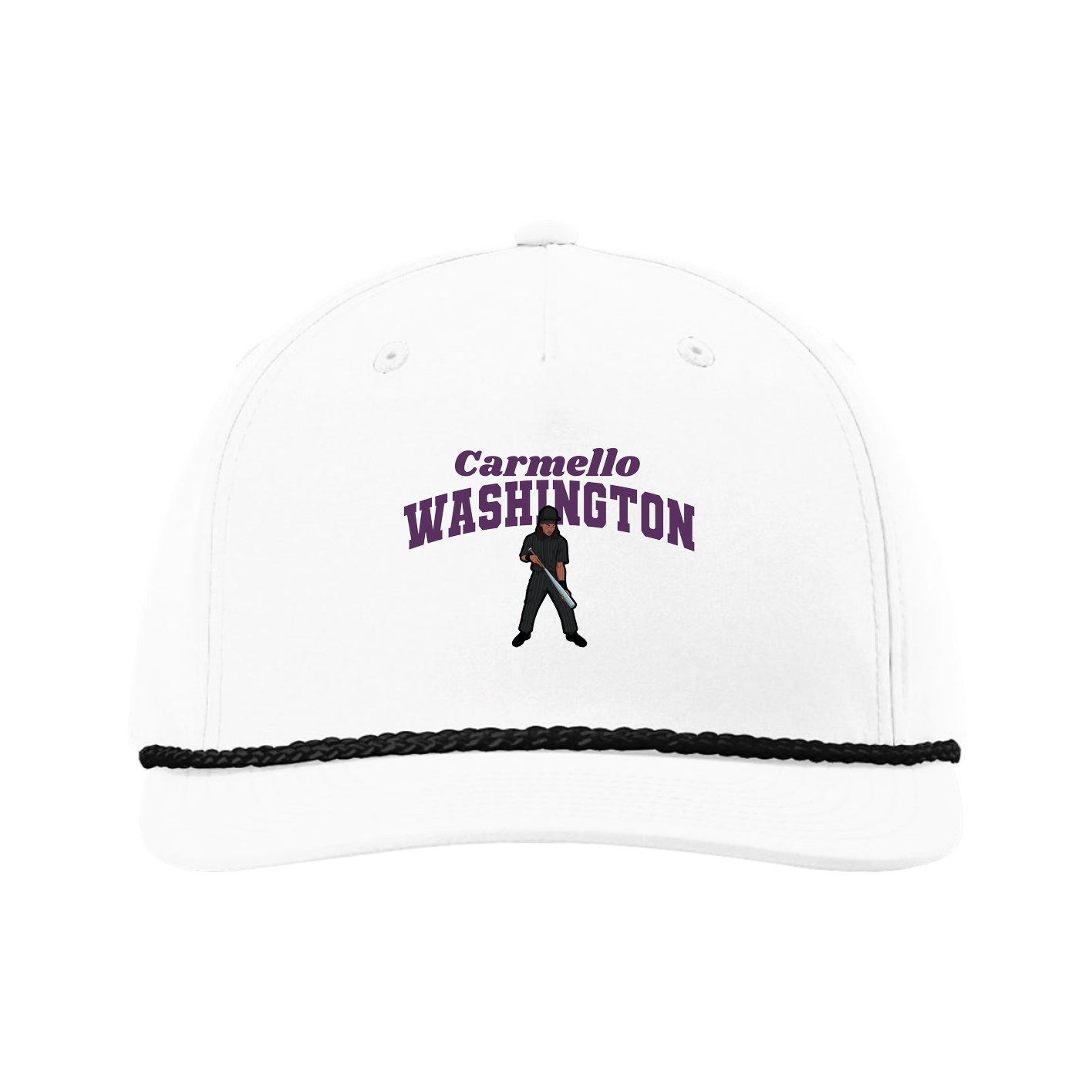 Five-Panel Classic Rope Cap — Signature Arch in White