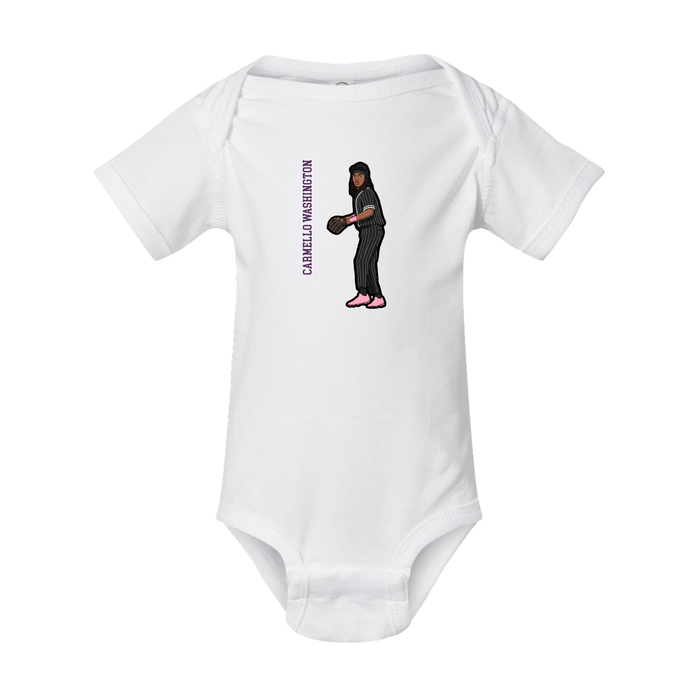 Baby Onesie — Name Vertical in White