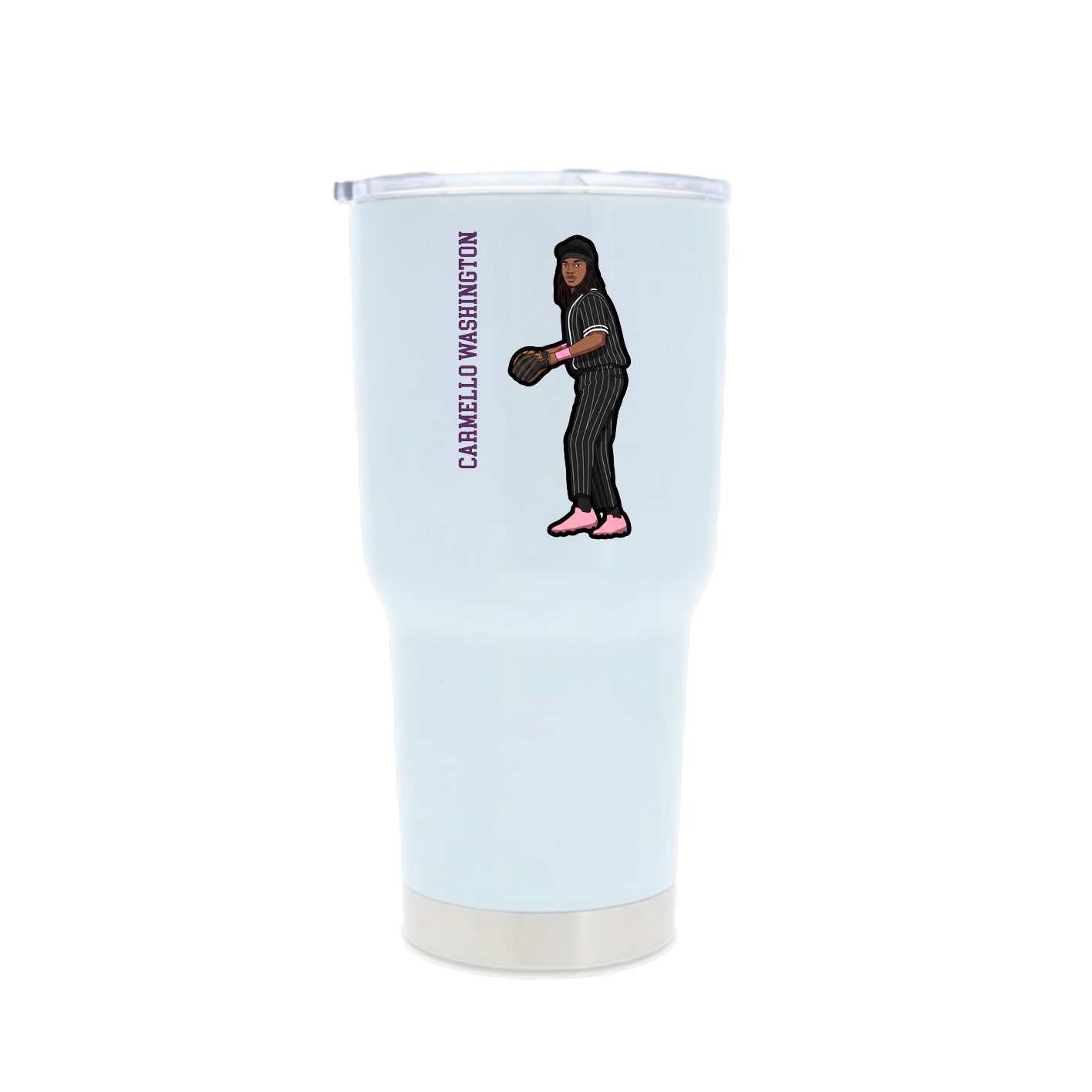 30oz Stainless Steel Tumbler — Name Vertical in White