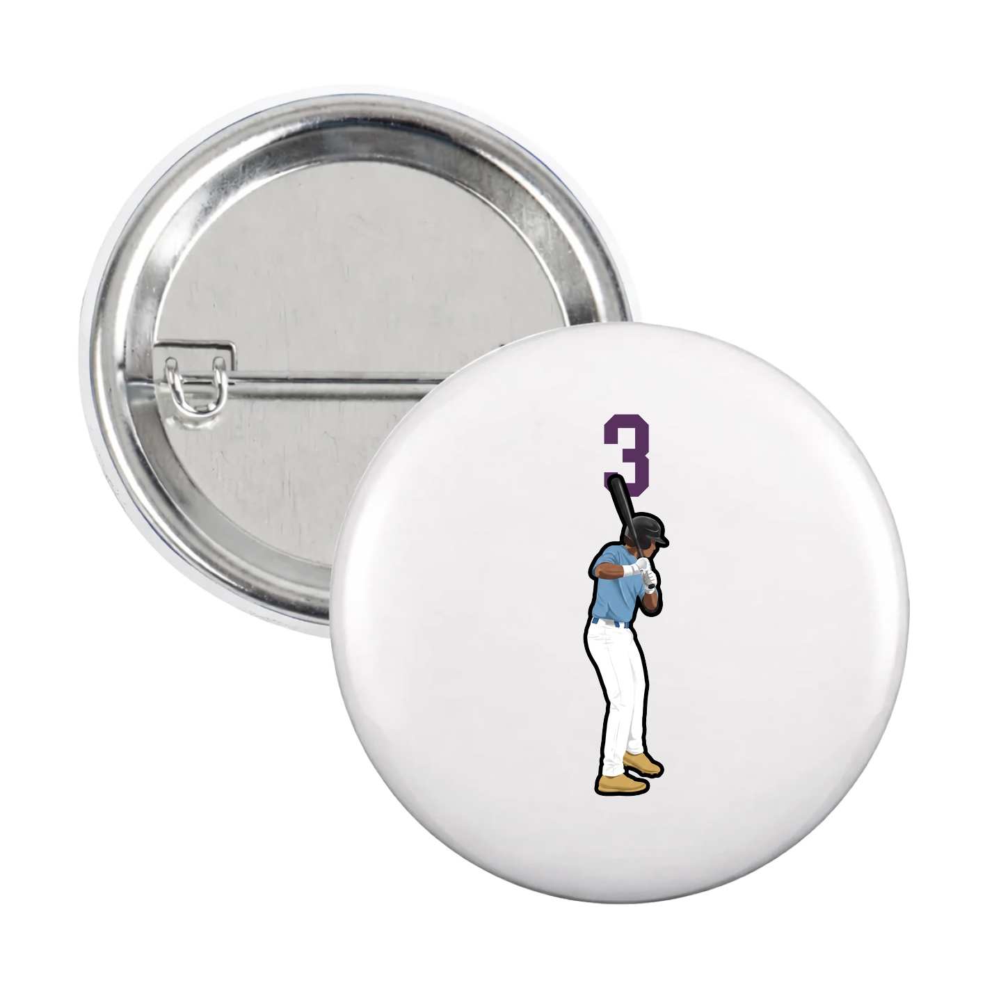 Game Day Button — Number Top in White