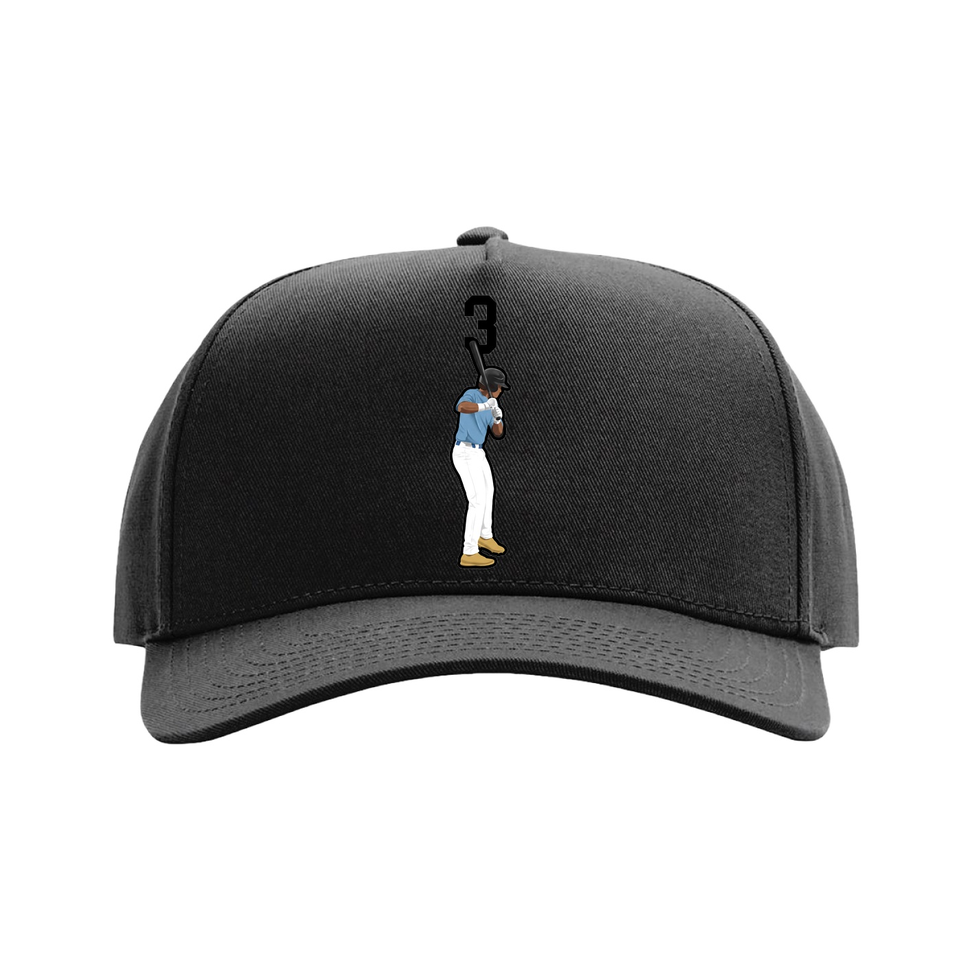 Full Fabric Five-Panel Champ Cap — Number Top in Black