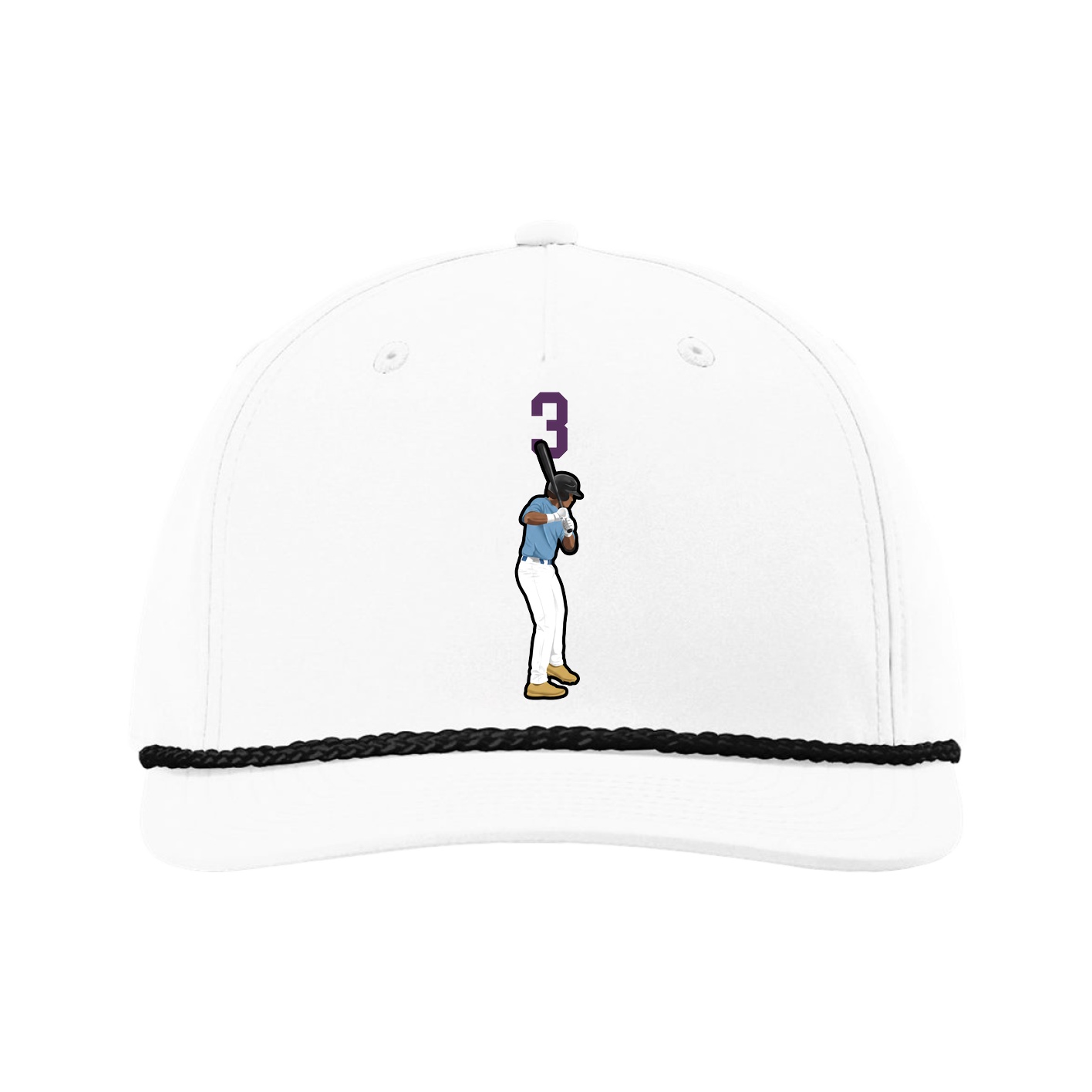 Five-Panel Classic Rope Cap — Number Top in White