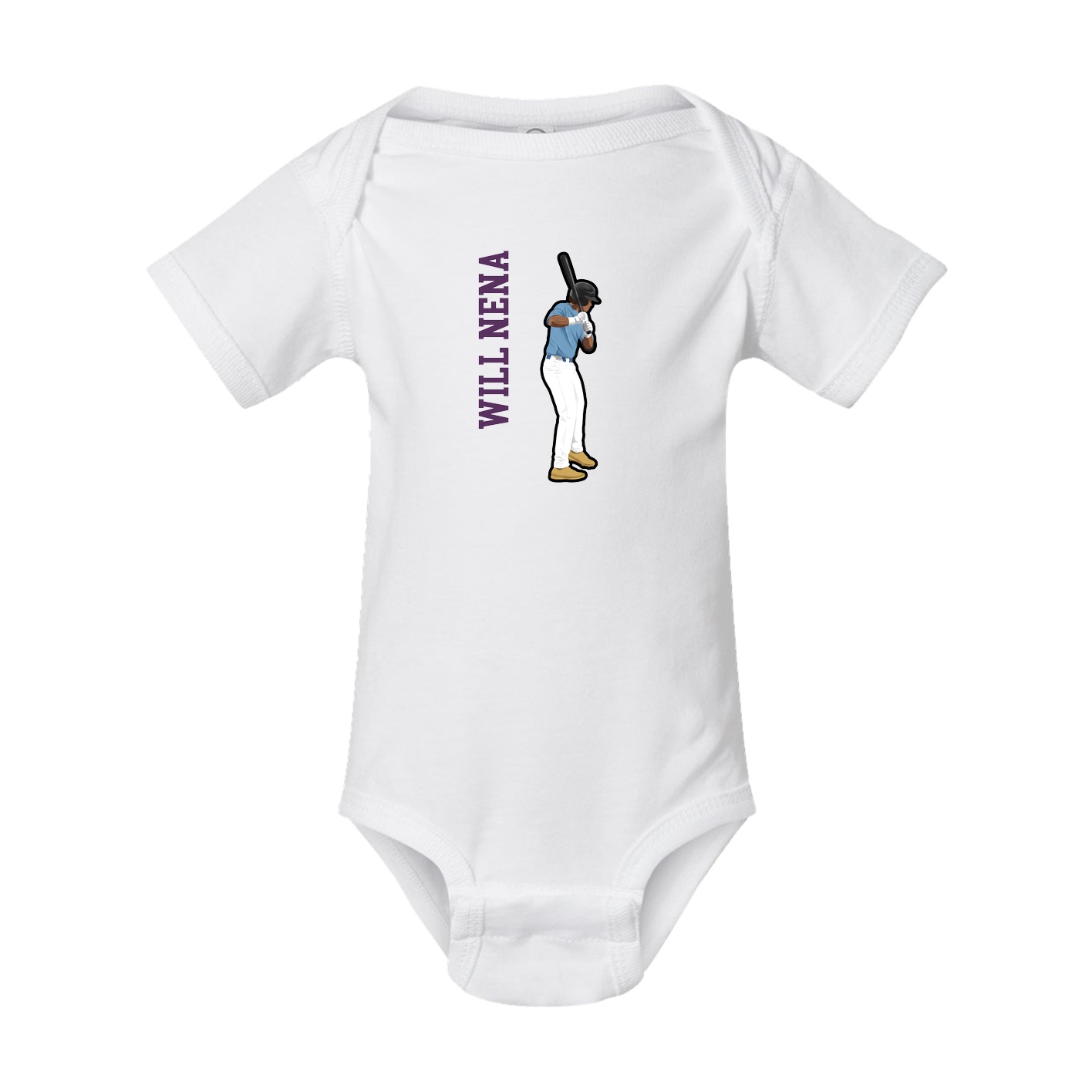 Baby Onesie — Name Vertical in White