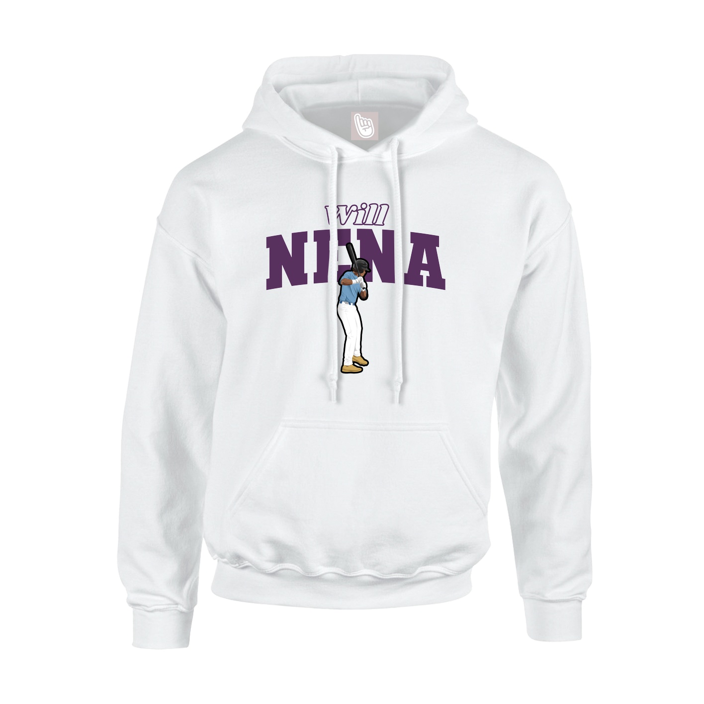 Youth Hoodie — Name Arch in White