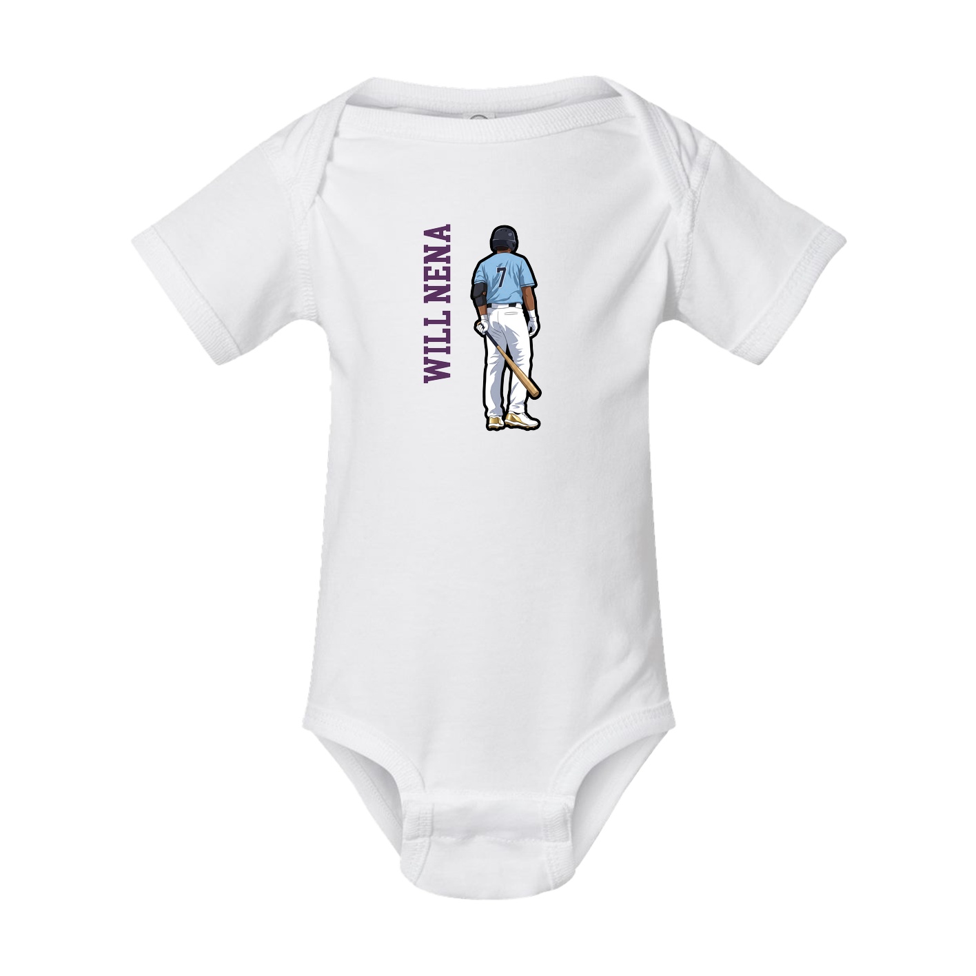 Baby Onesie — Name Vertical in White