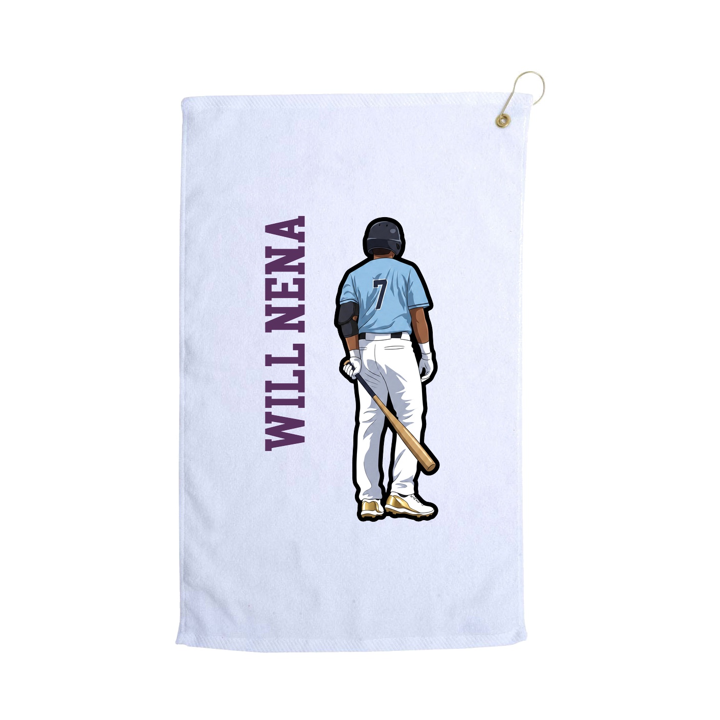 Golf Towel — Name Vertical in White