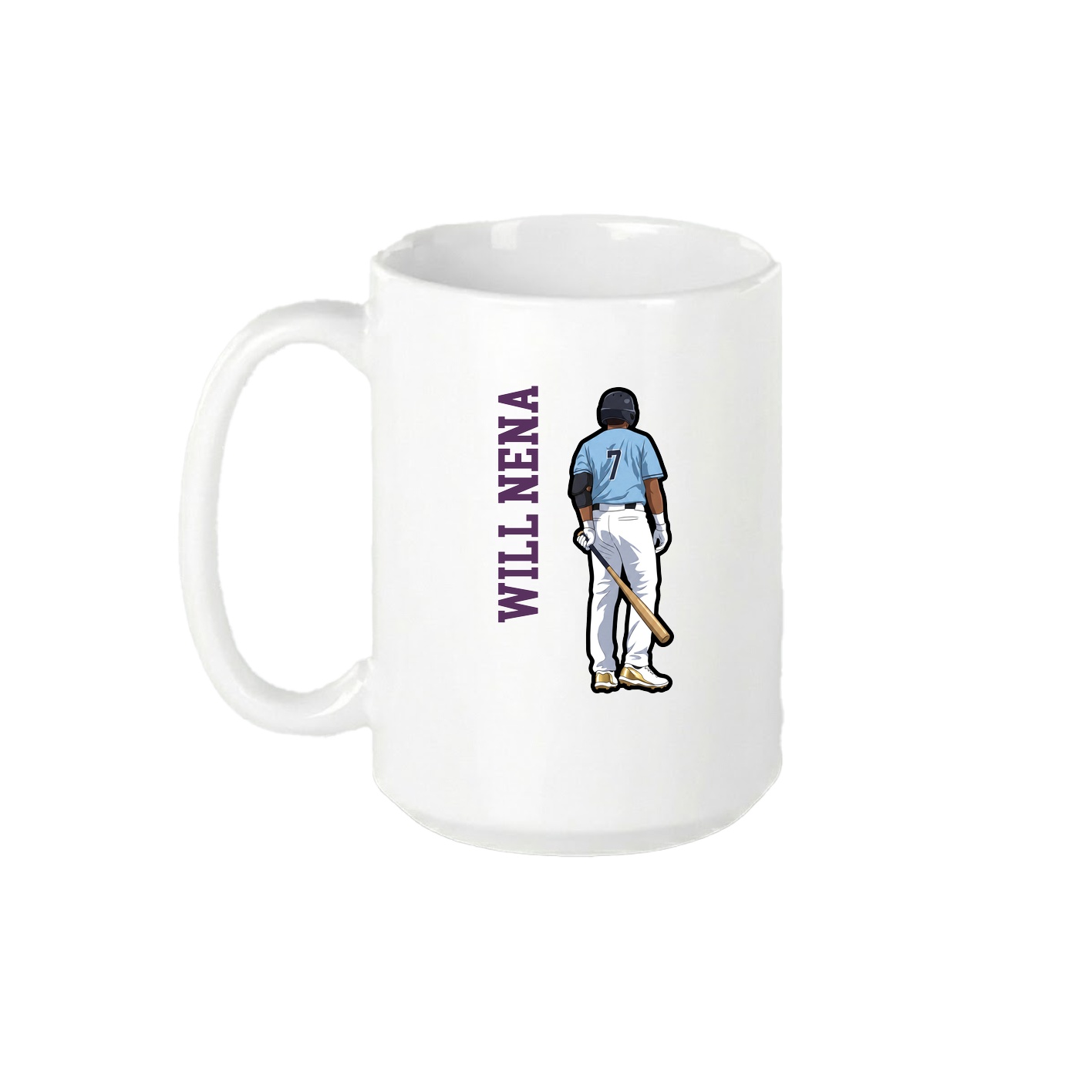 15oz Coffee Mug — Name Vertical in White