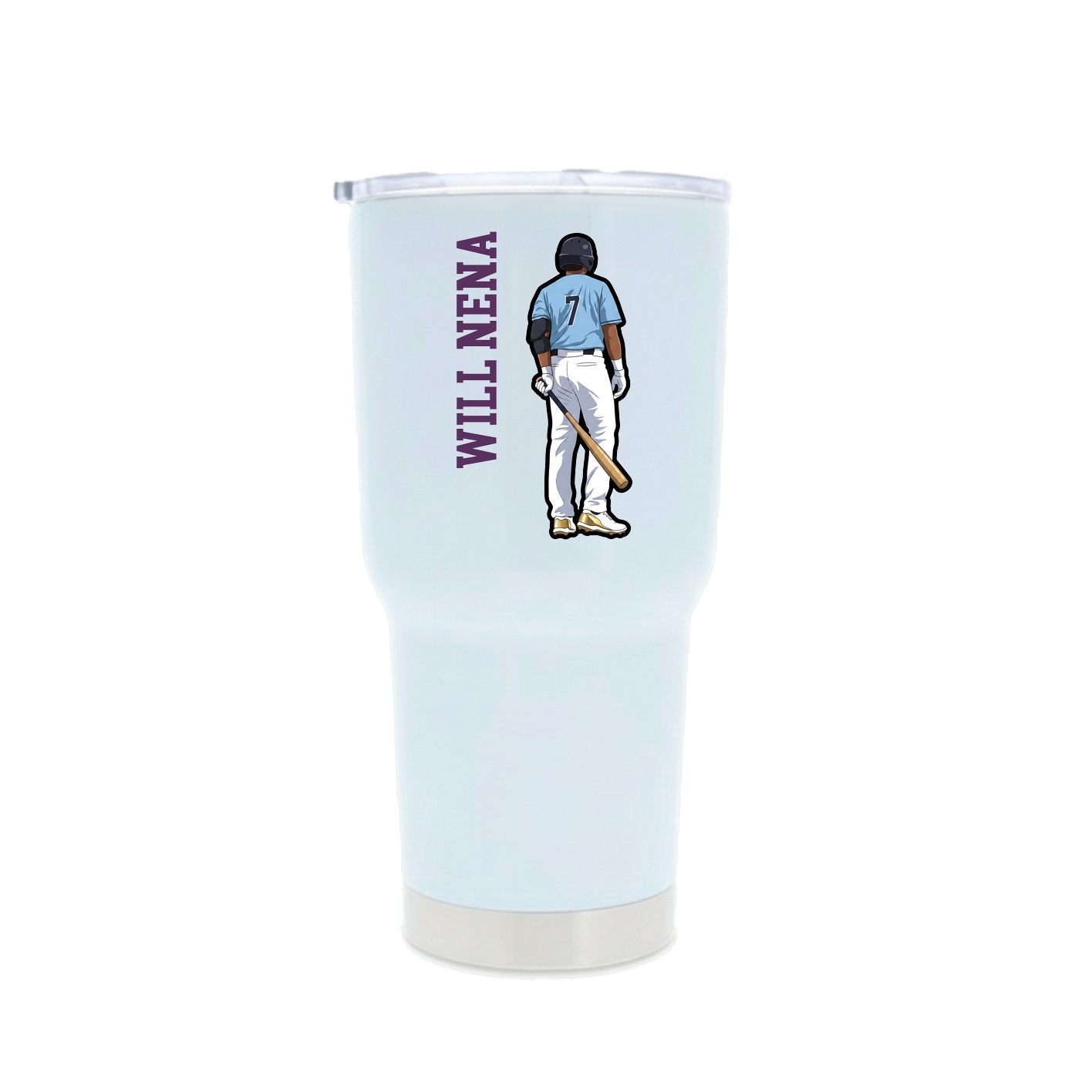 30oz Stainless Steel Tumbler — Name Vertical in White