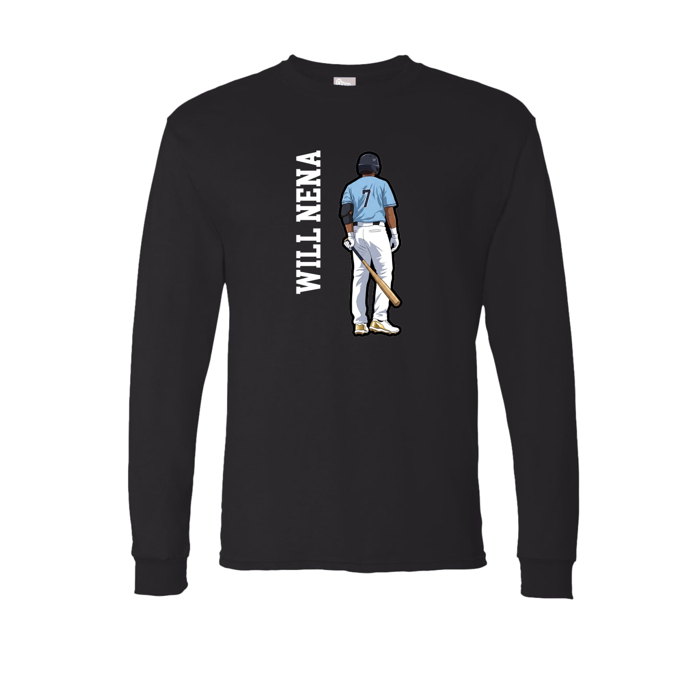 Long Sleeve Tee — Name Vertical in Black