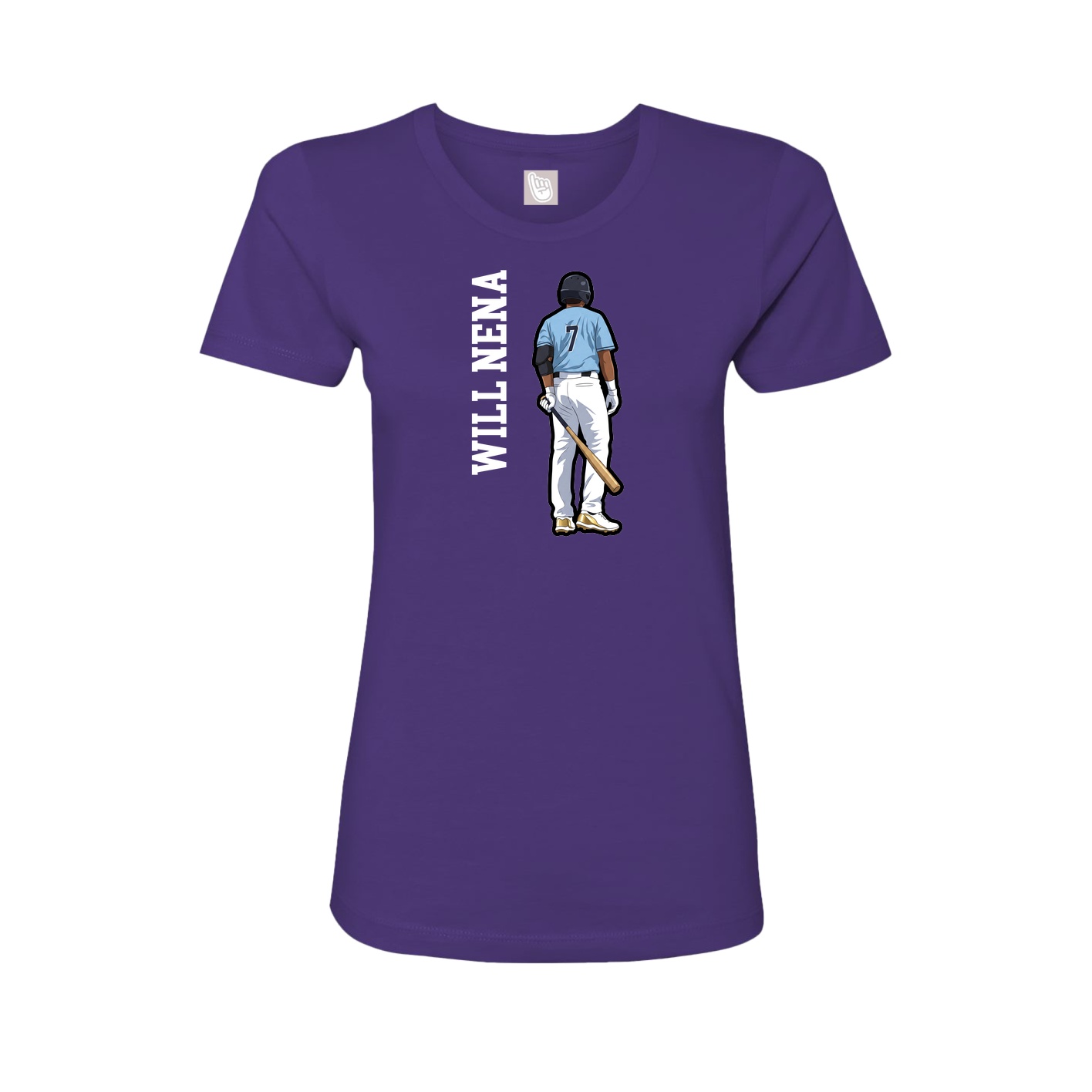 Fitted Women's Tee — Name Vertical in Purple