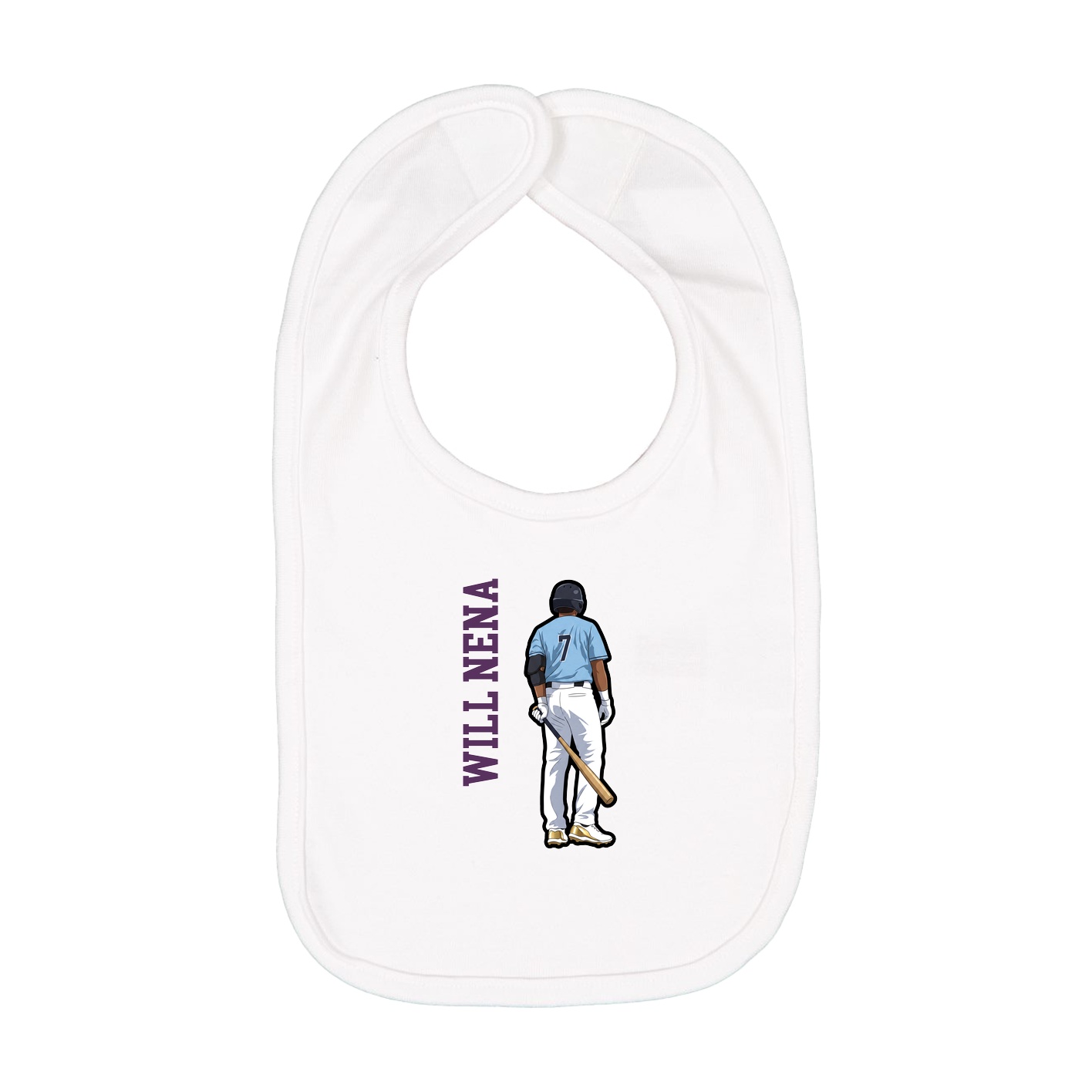 Infant Bib — Name Vertical in White