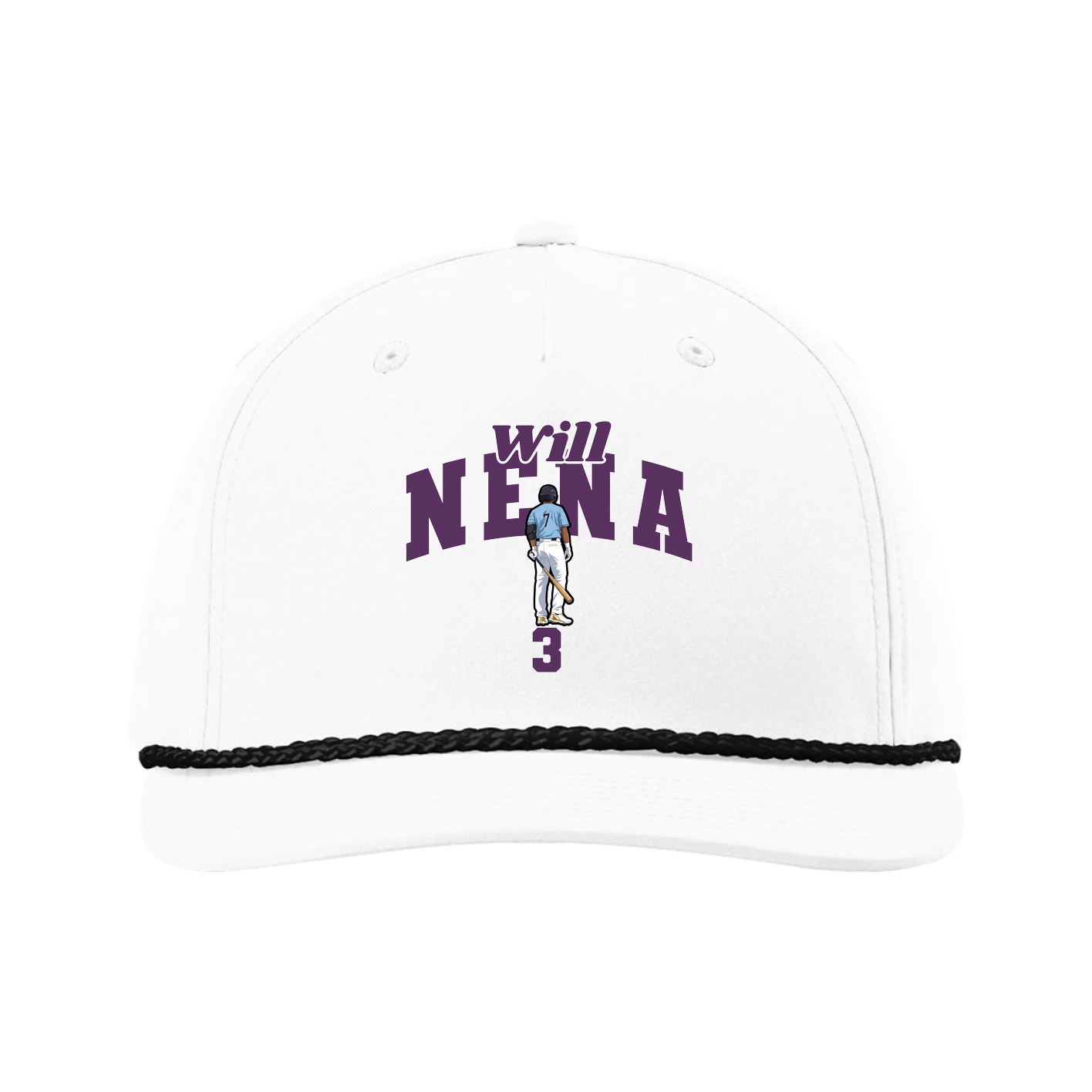 Five-Panel Classic Rope Cap — Signature Arch in White