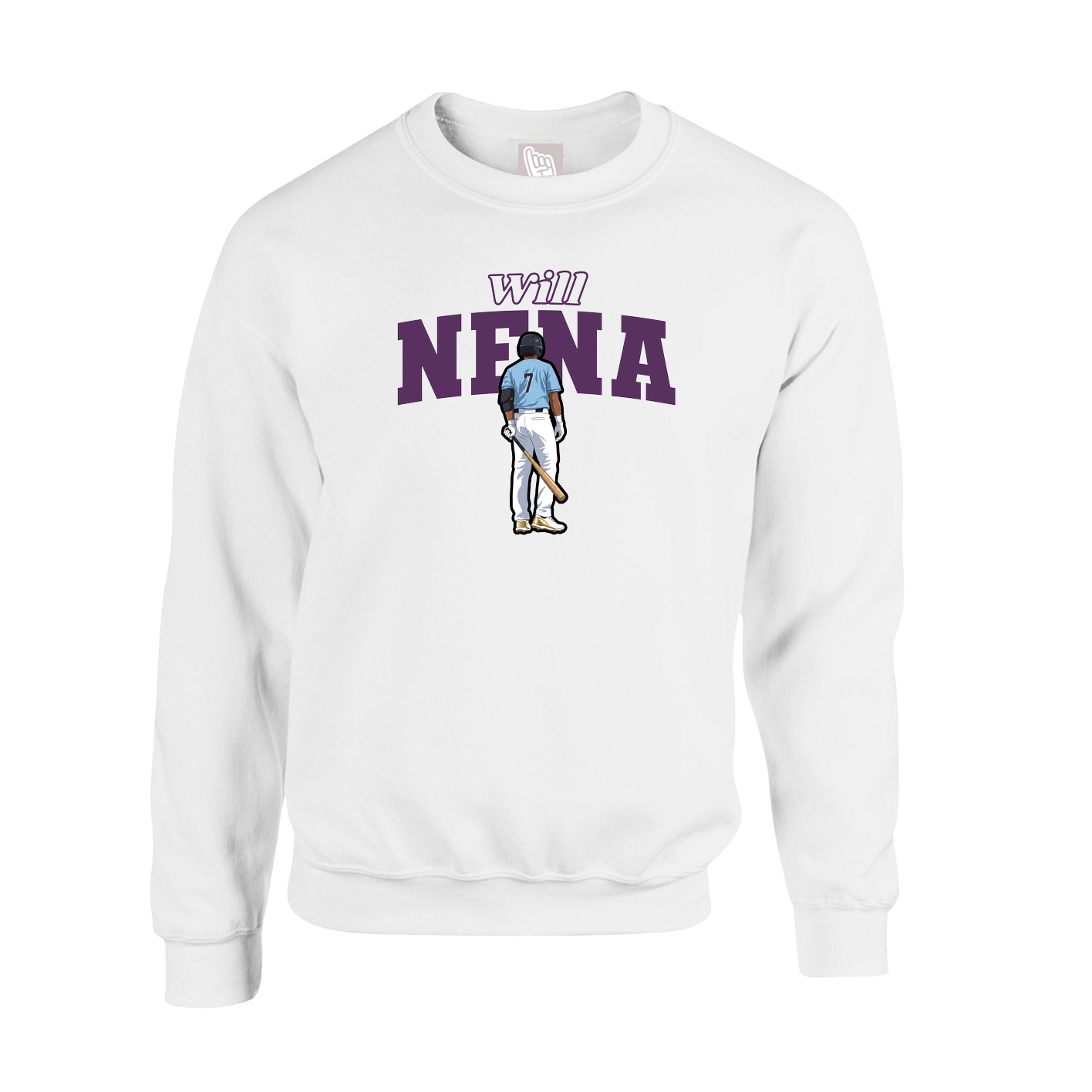 Fleece Crew — Name Arch in White