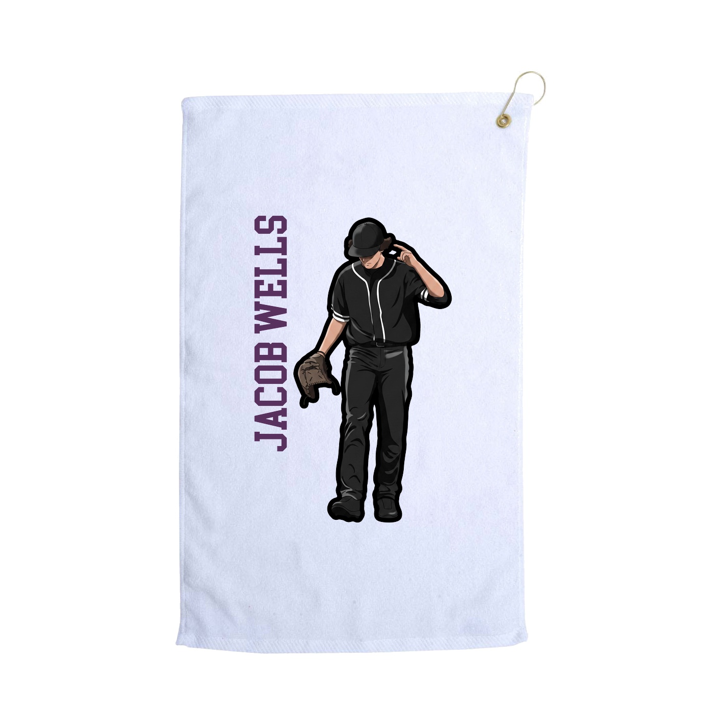 Golf Towel — Name Vertical in White
