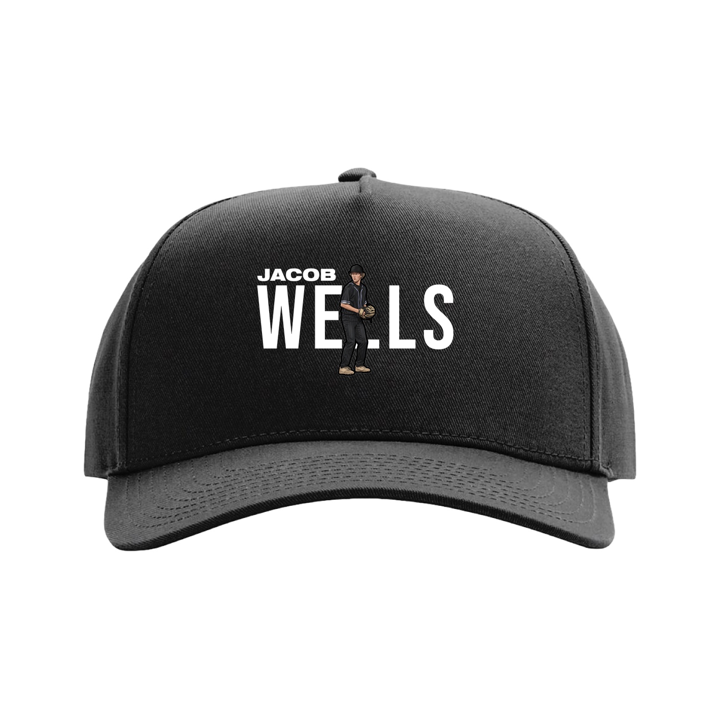 Full Fabric Five-Panel Champ Cap — Player Name in Black