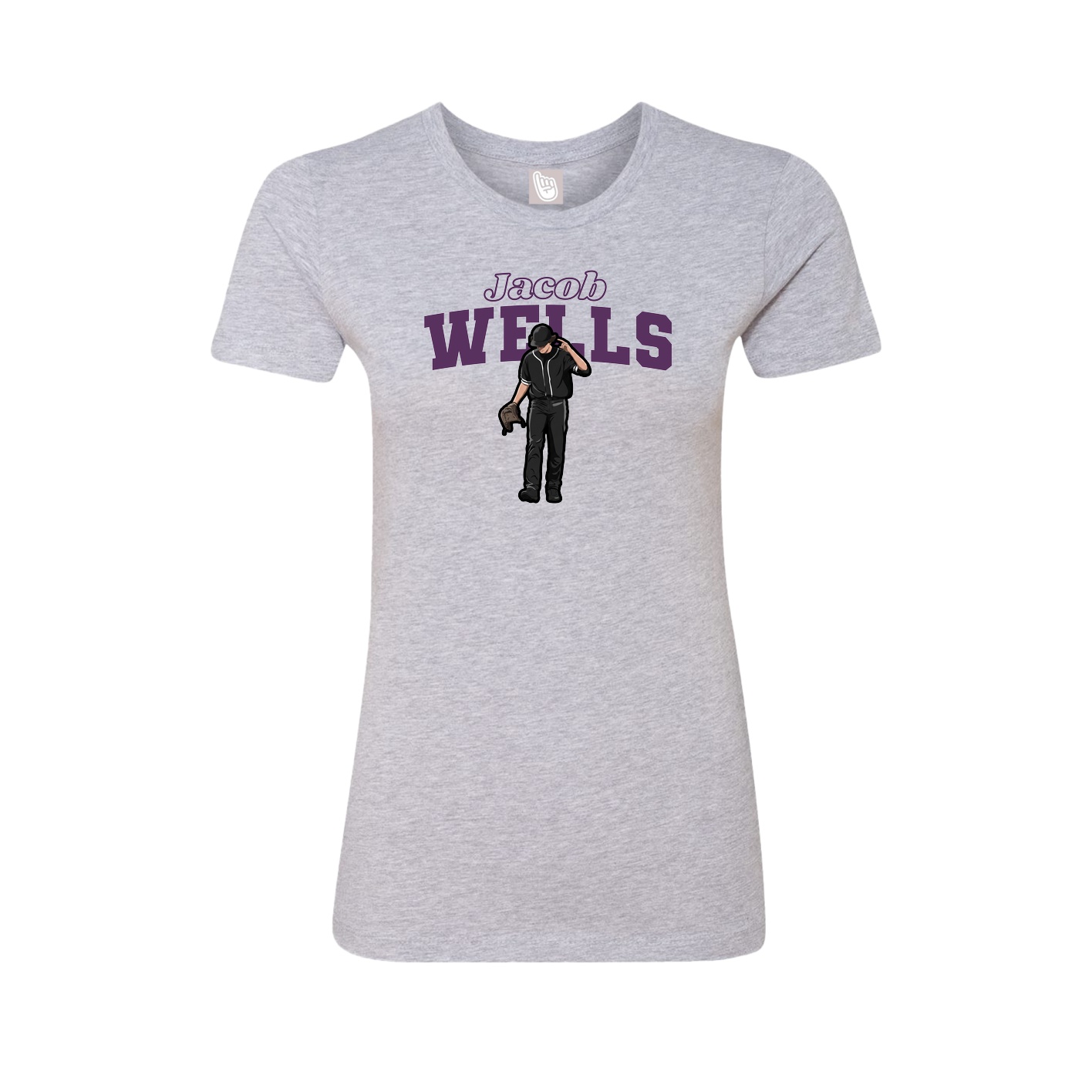 Fitted Women's Tee — Name Arch in Grey