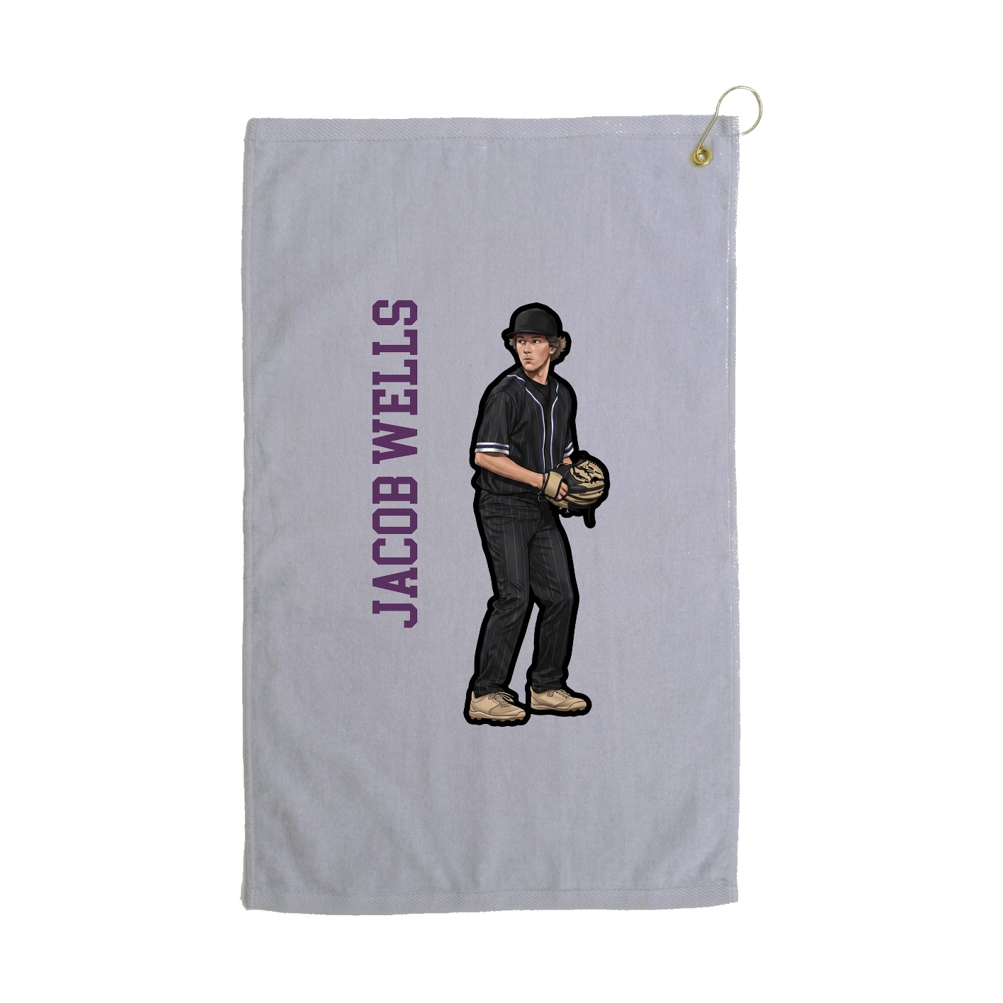Golf Towel — Name Vertical in Grey
