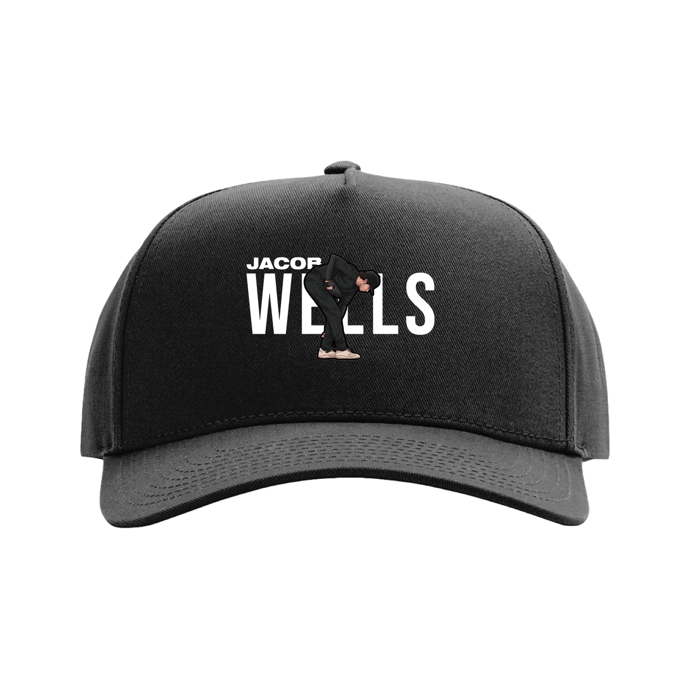 Full Fabric Five-Panel Champ Cap — Player Name in Black