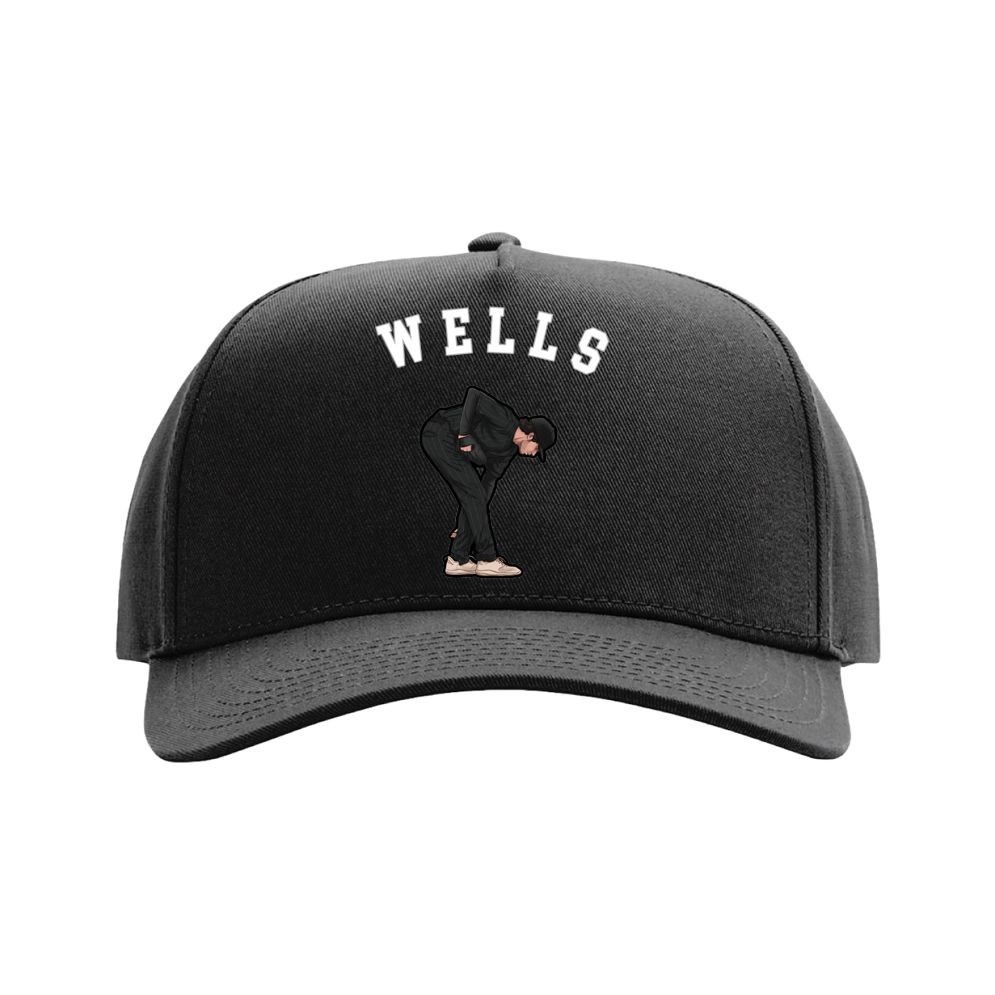Full Fabric Five-Panel Champ Cap — Shirsey Arch in Black
