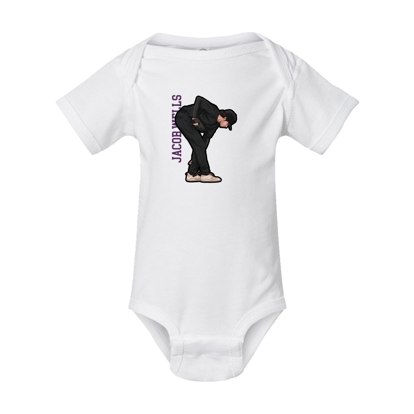 Baby Onesie — Name Vertical in White