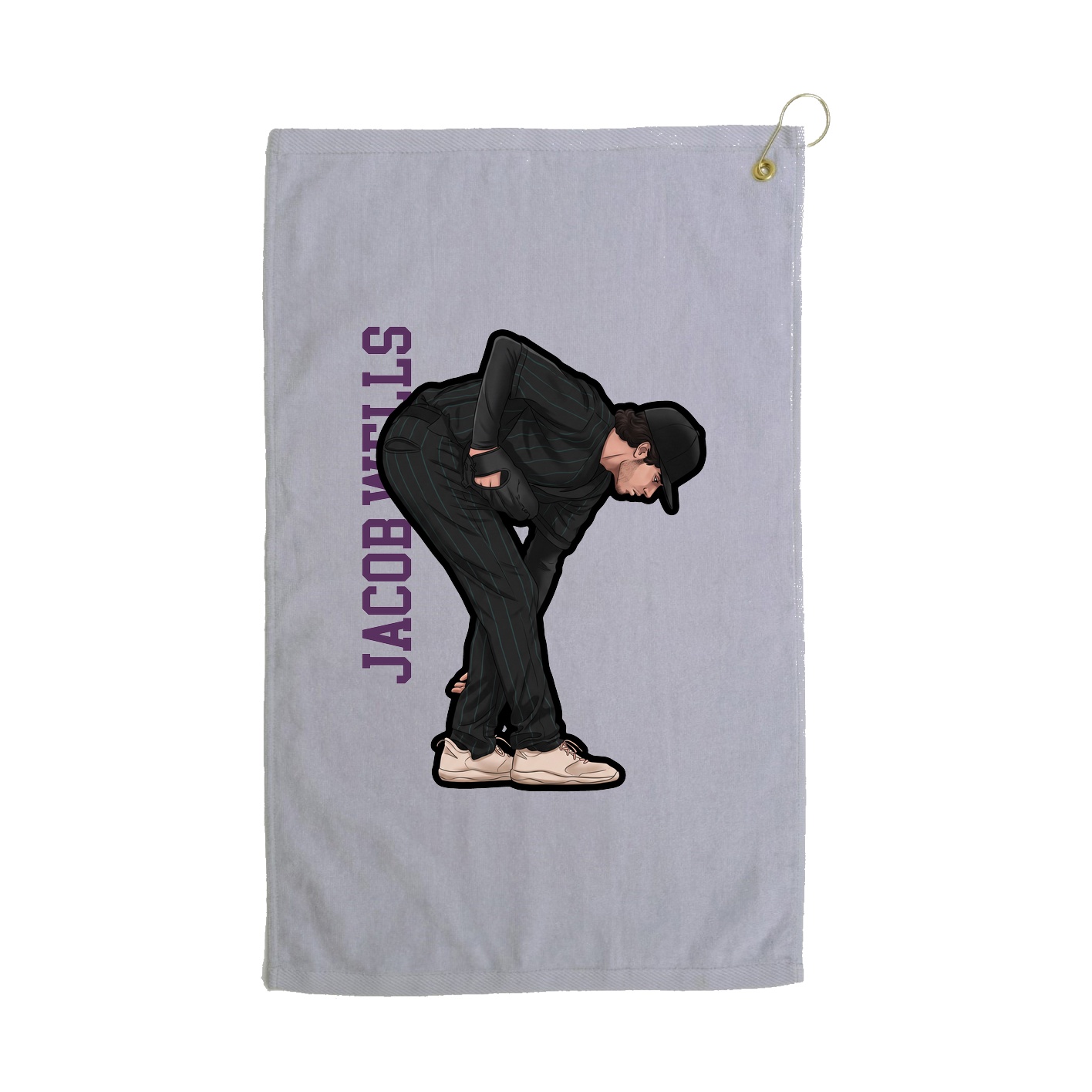 Golf Towel — Name Vertical in Grey