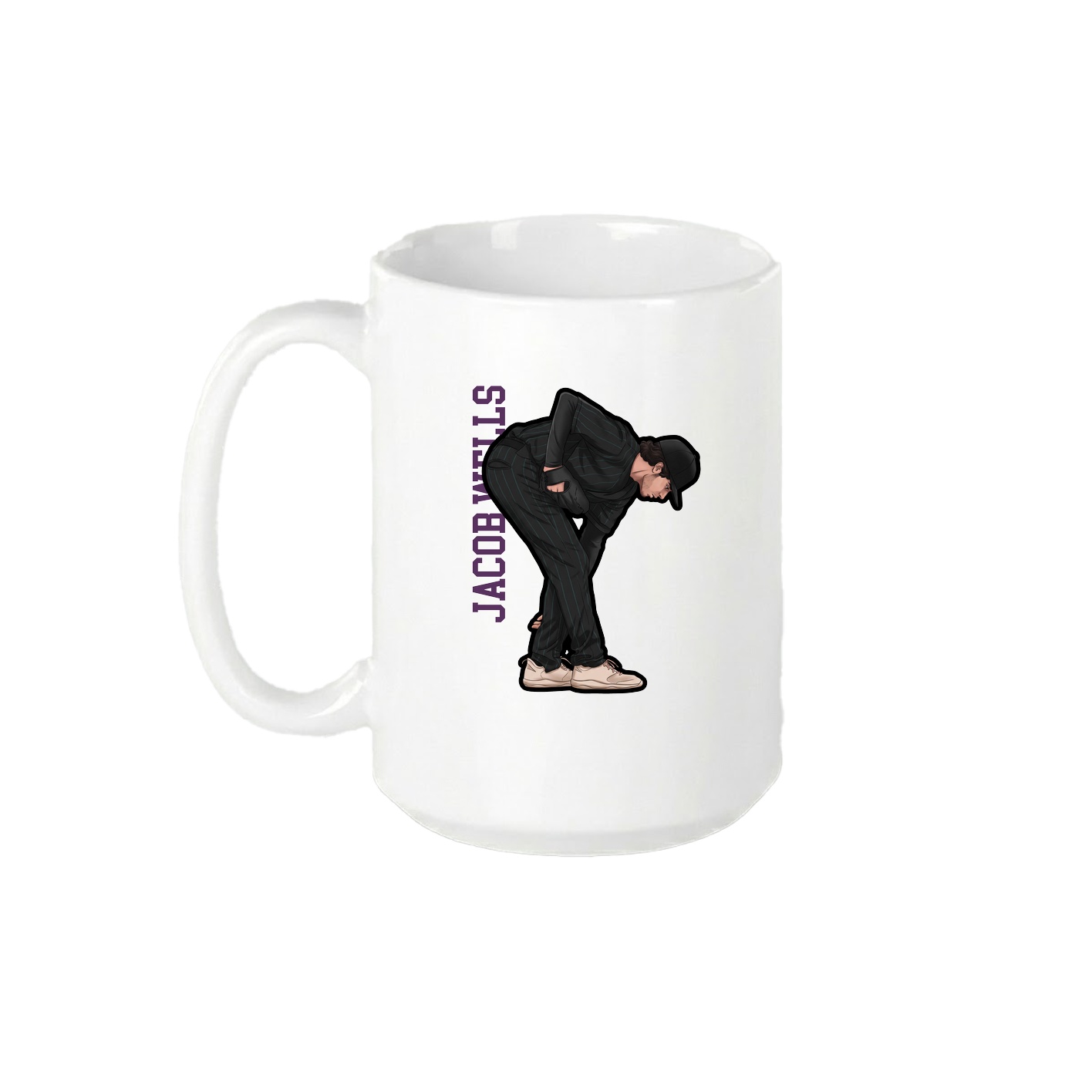 15oz Coffee Mug — Name Vertical in White