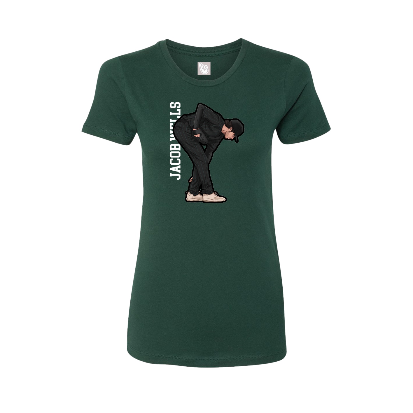 Fitted Women's Tee — Name Vertical in Green