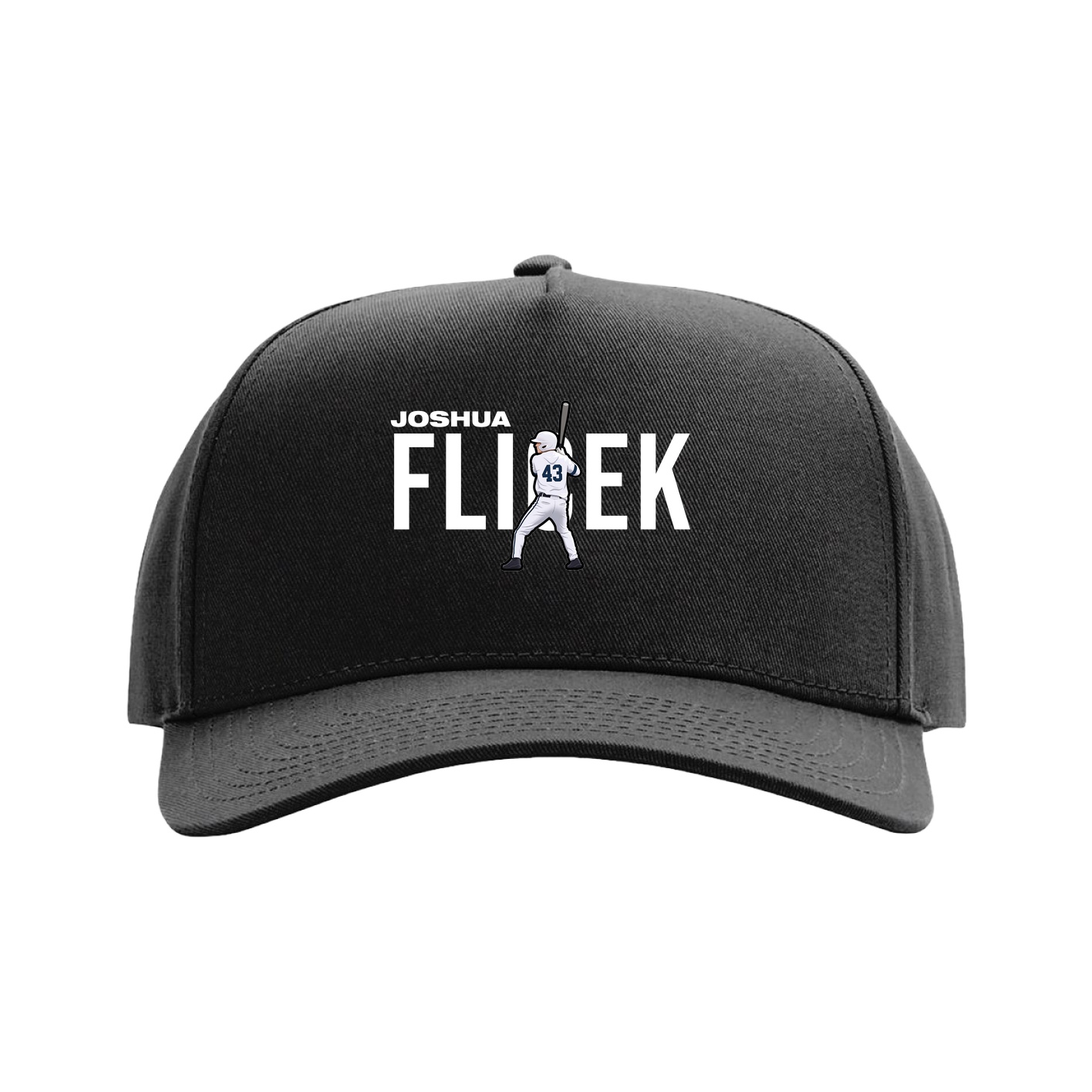 Full Fabric Five-Panel Champ Cap — Player Name in Black