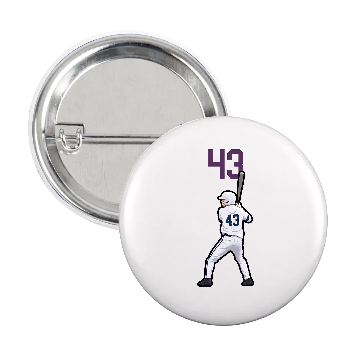 Game Day Button — Number Top in White