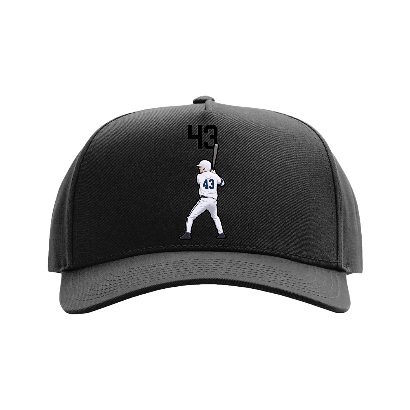 Full Fabric Five-Panel Champ Cap — Number Top in Black