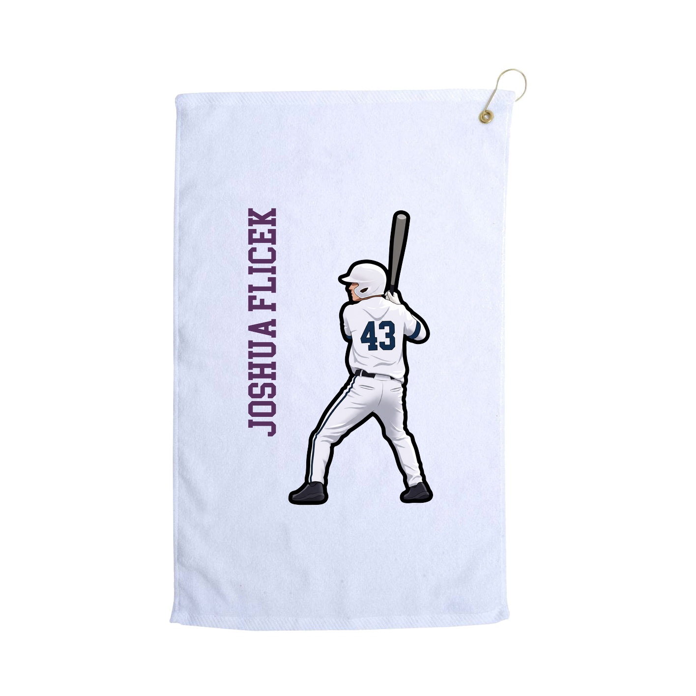 Golf Towel — Name Vertical in White