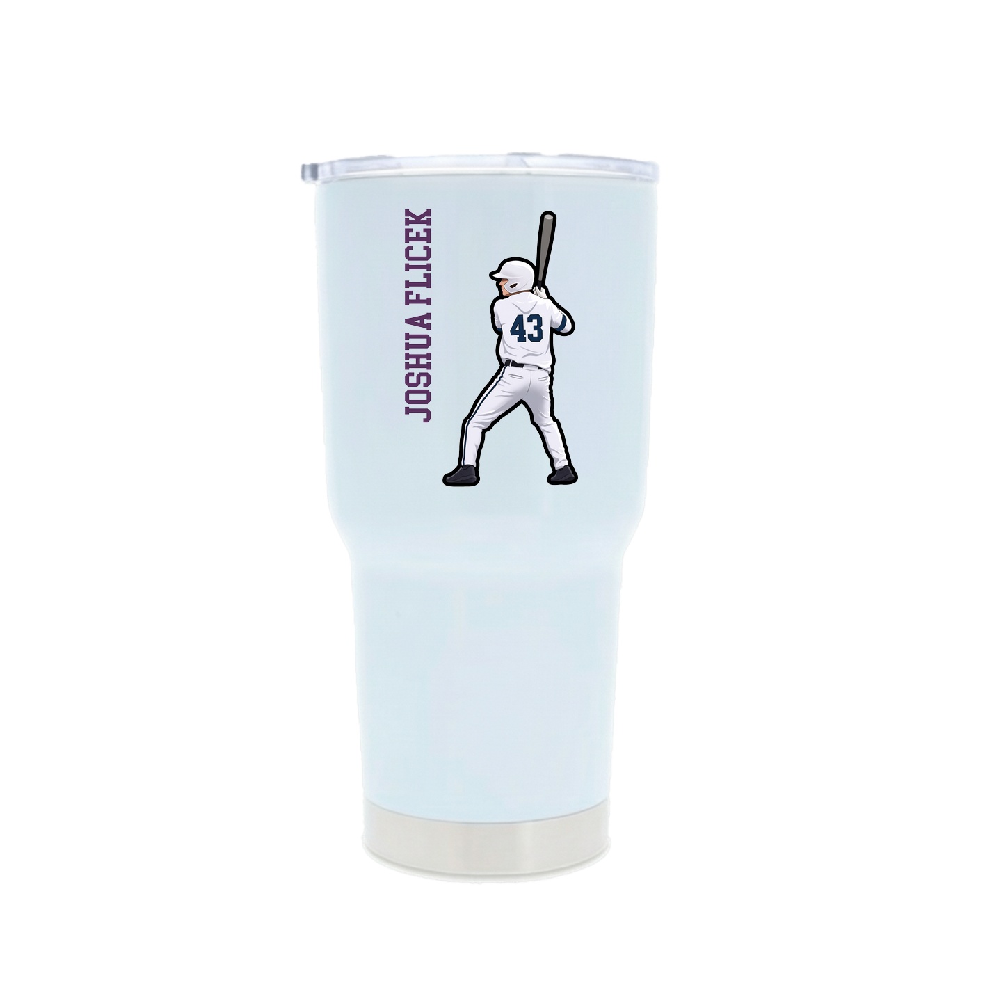30oz Stainless Steel Tumbler — Name Vertical in White