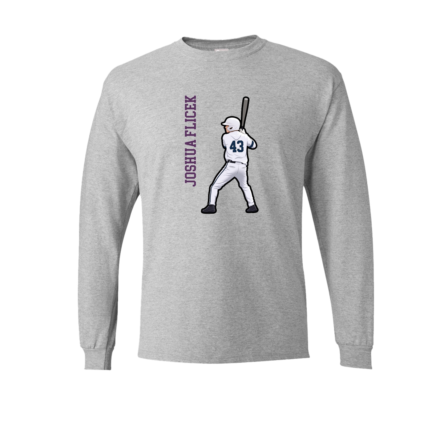 Long Sleeve Tee — Name Vertical in Grey
