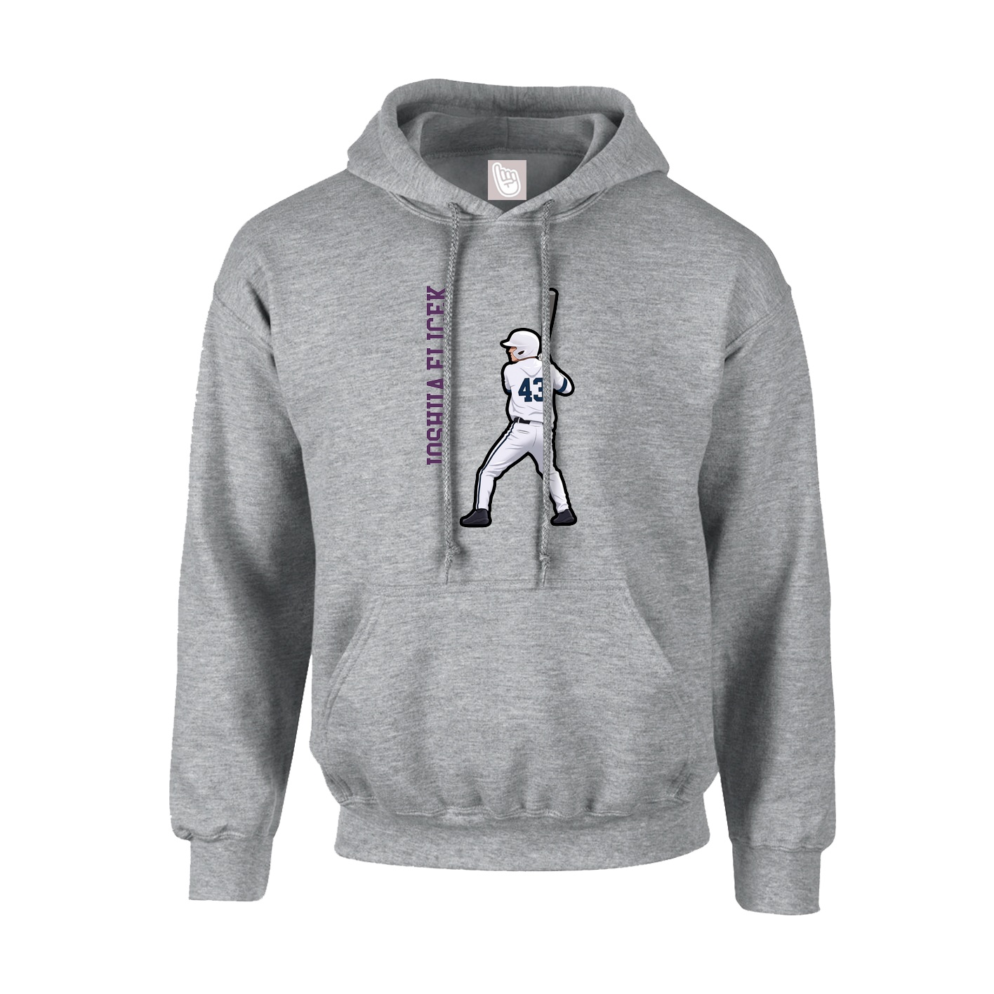 Youth Hoodie — Name Vertical in Grey
