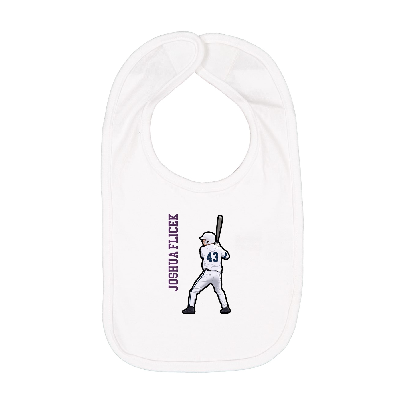 Infant Bib — Name Vertical in White