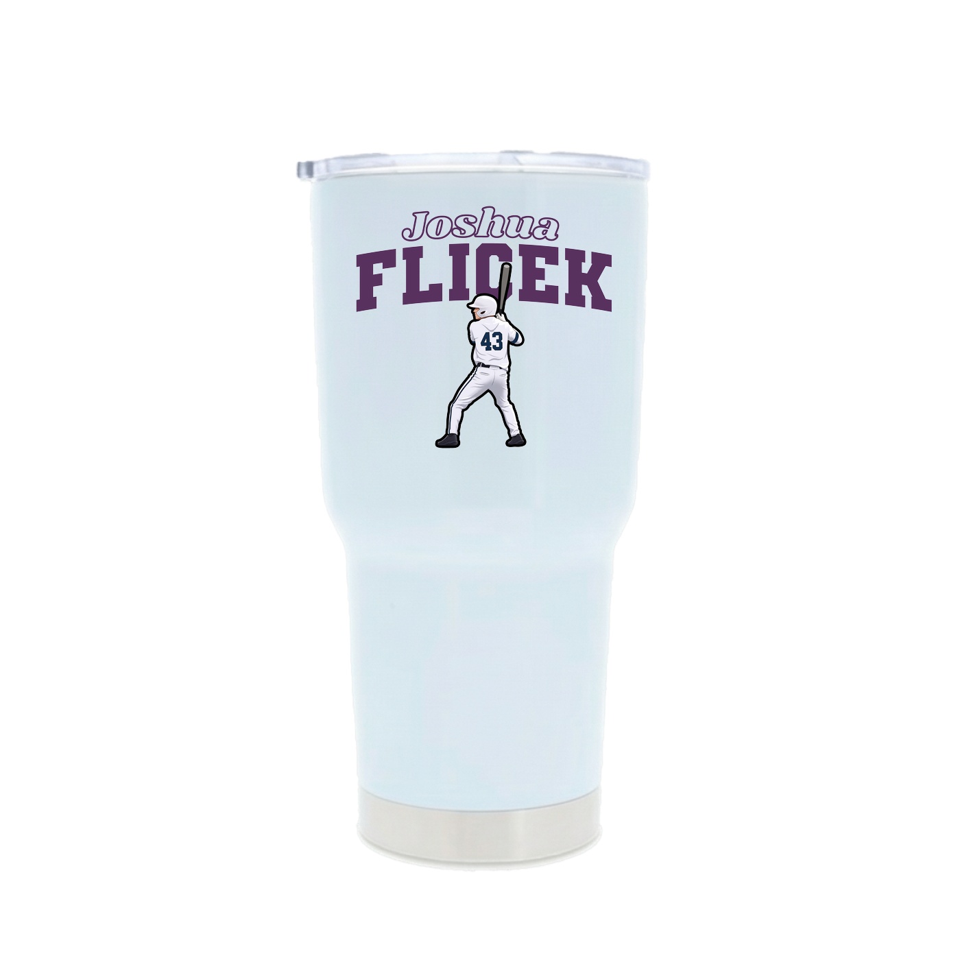 30oz Stainless Steel Tumbler — Name Arch in White