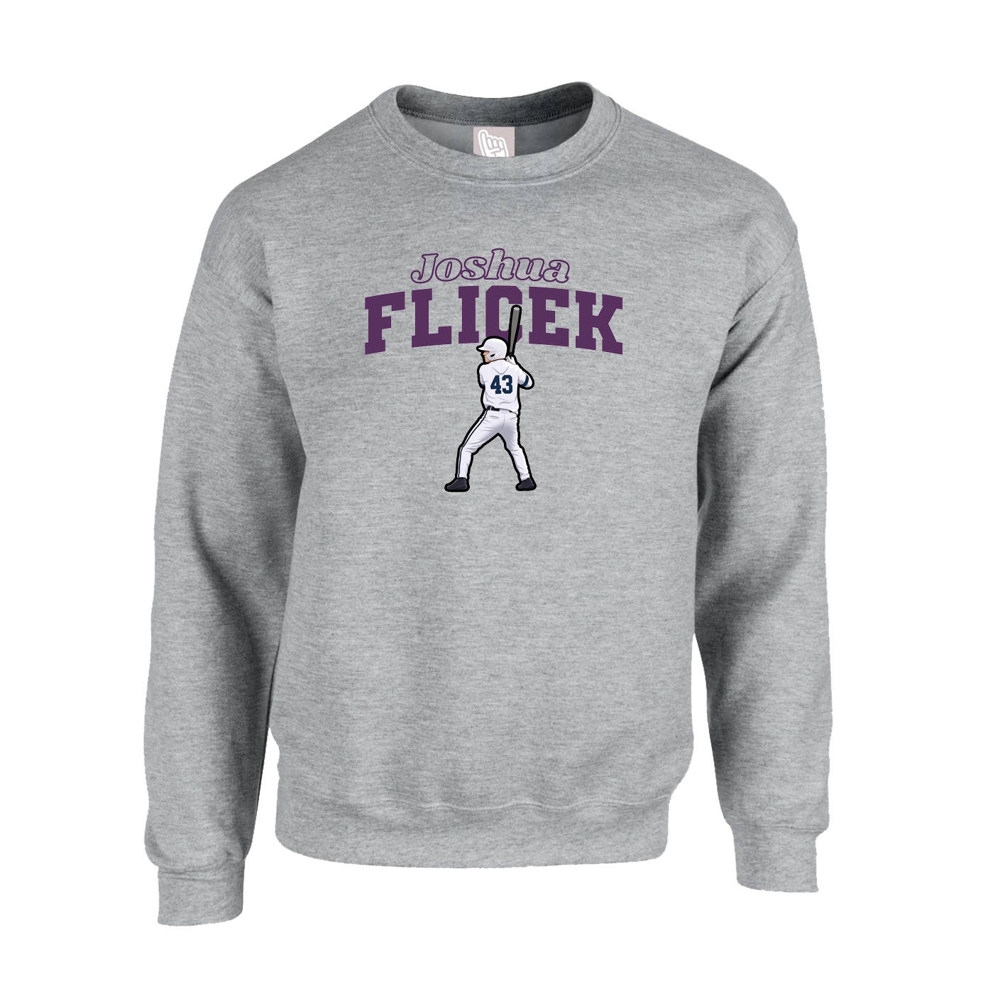 Fleece Crew — Name Arch in Grey