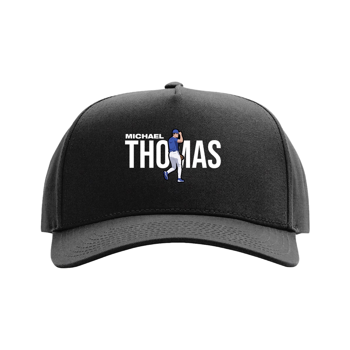 Full Fabric Five-Panel Champ Cap — Player Name in Black