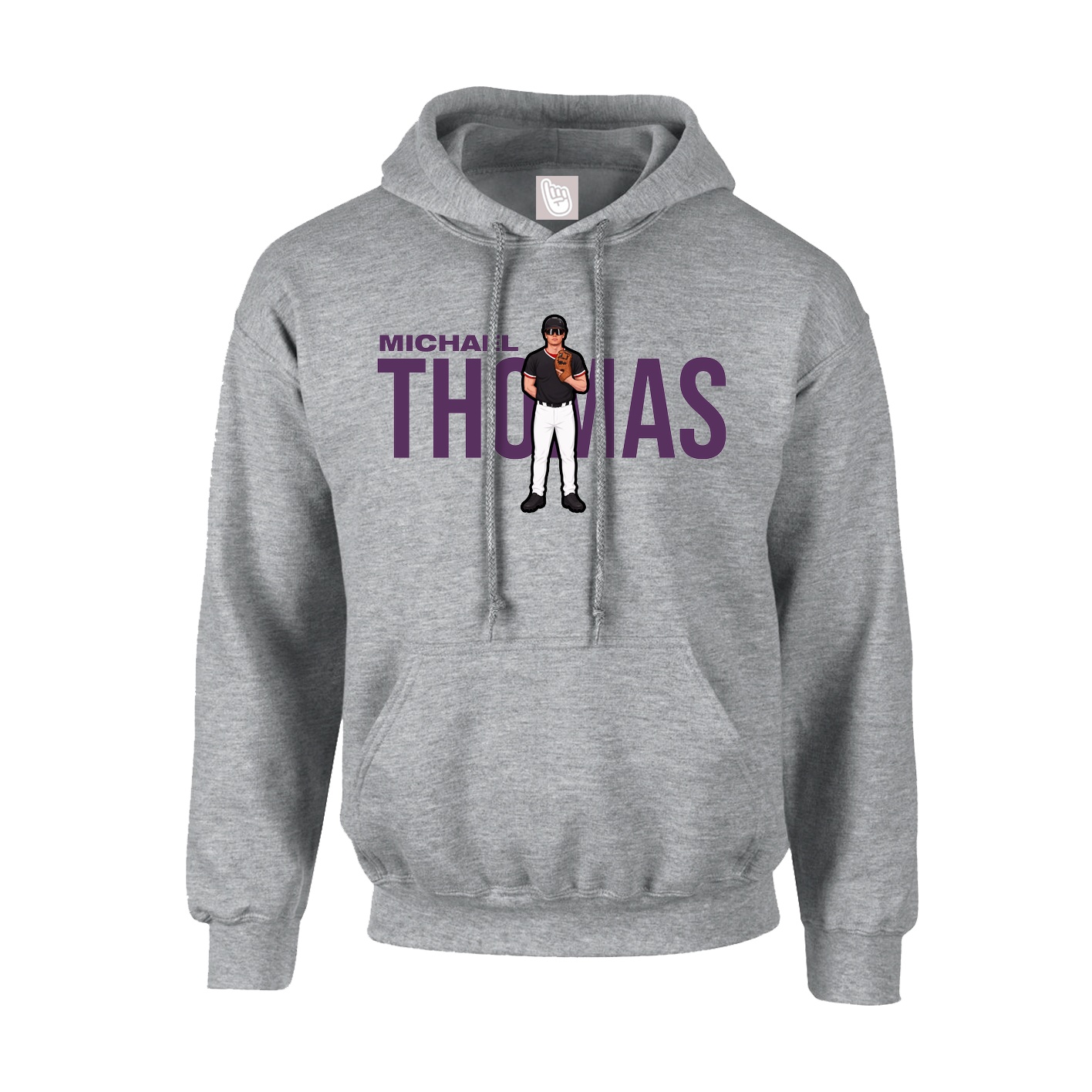 Youth Hoodie — Player Name in Grey