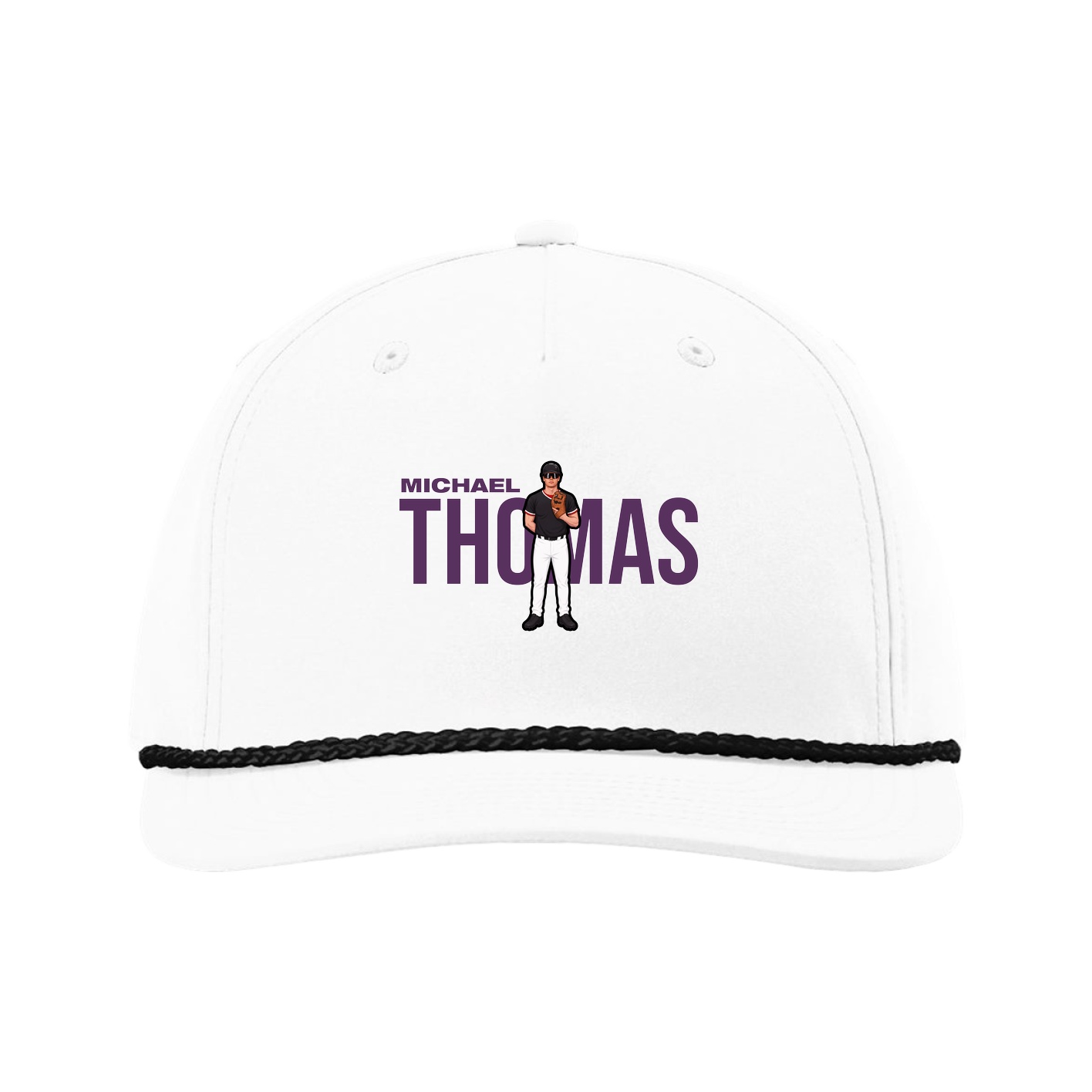 Five-Panel Classic Rope Cap — Player Name in White