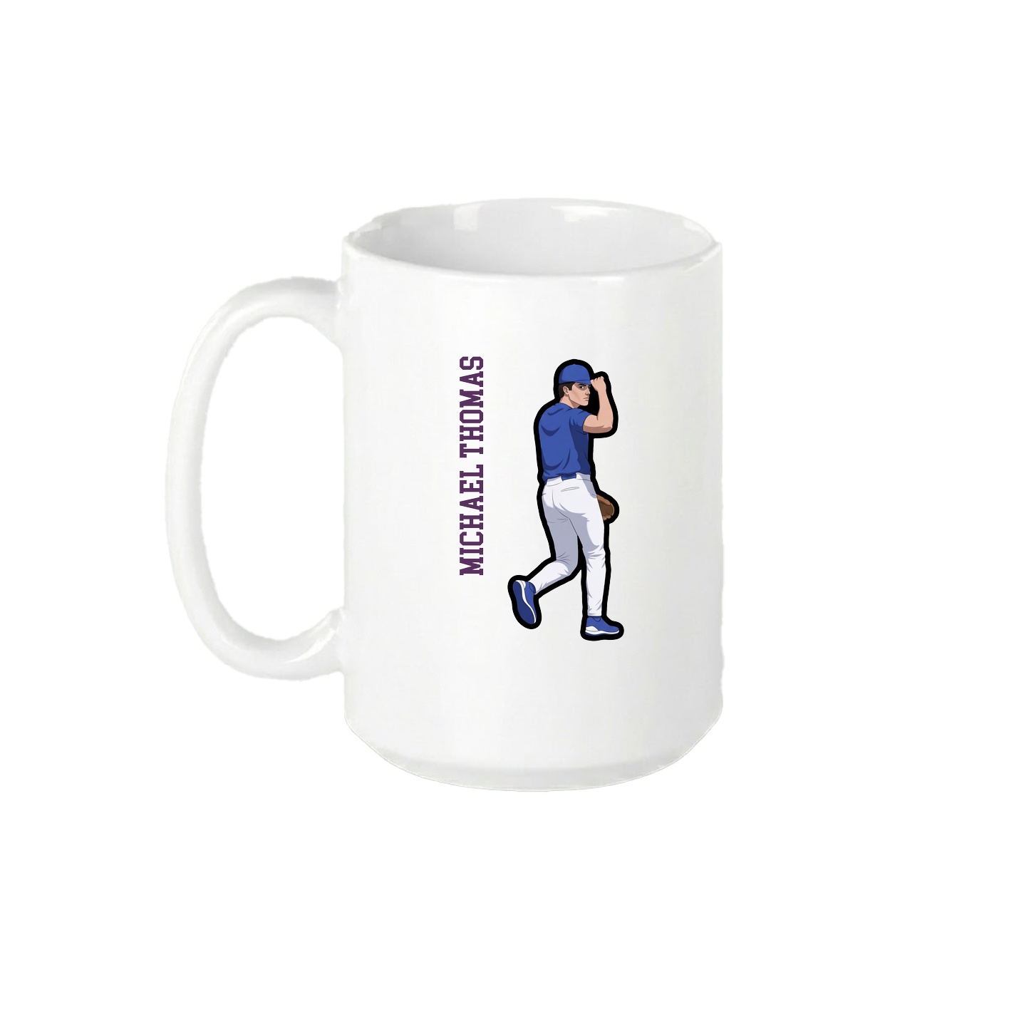 15oz Coffee Mug — Name Vertical in White
