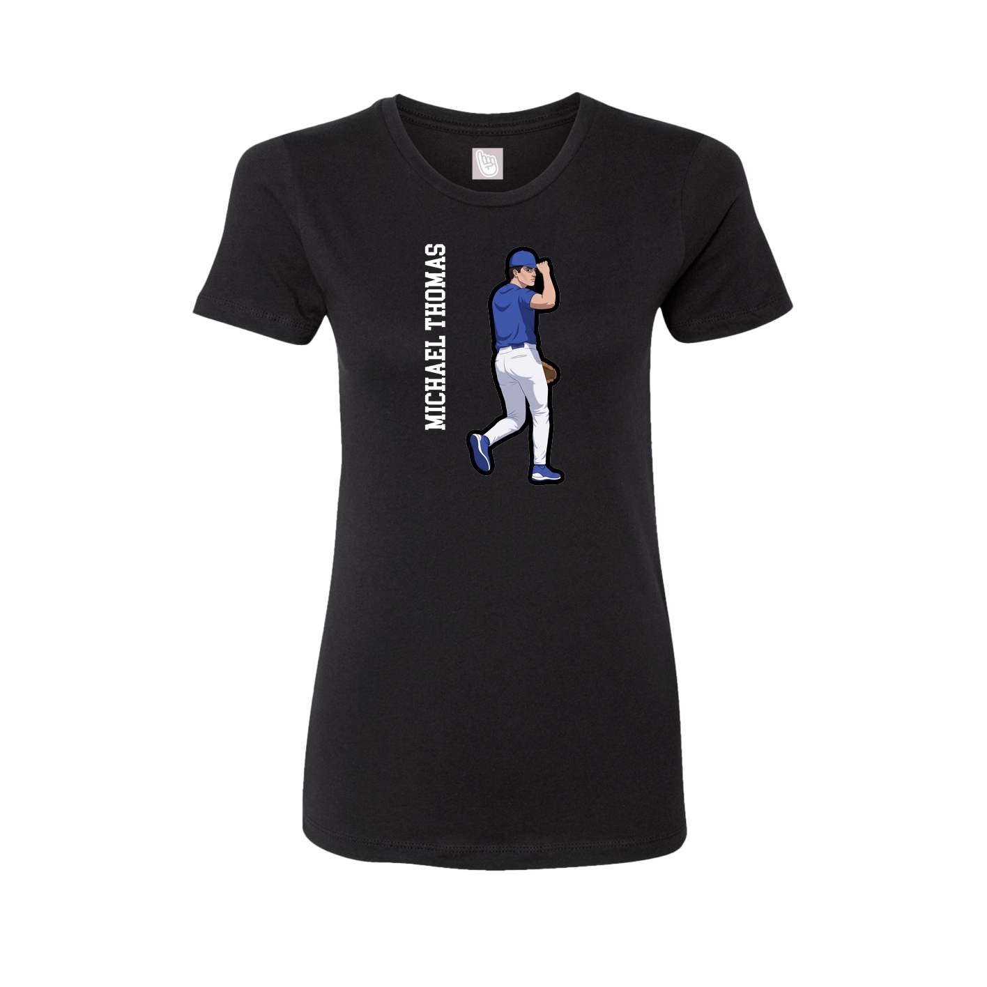 Fitted Women's Tee — Name Vertical in Black