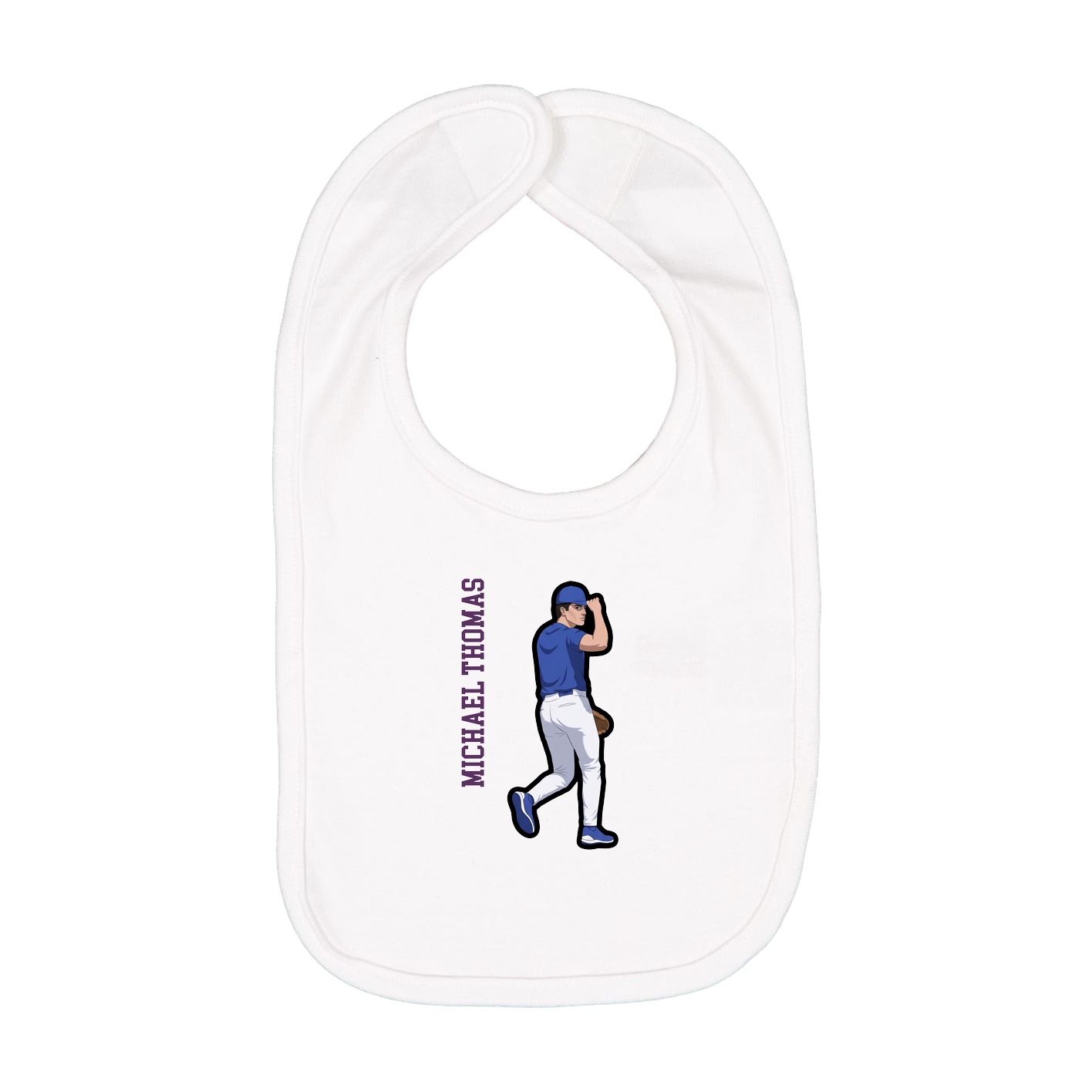 Infant Bib — Name Vertical in White