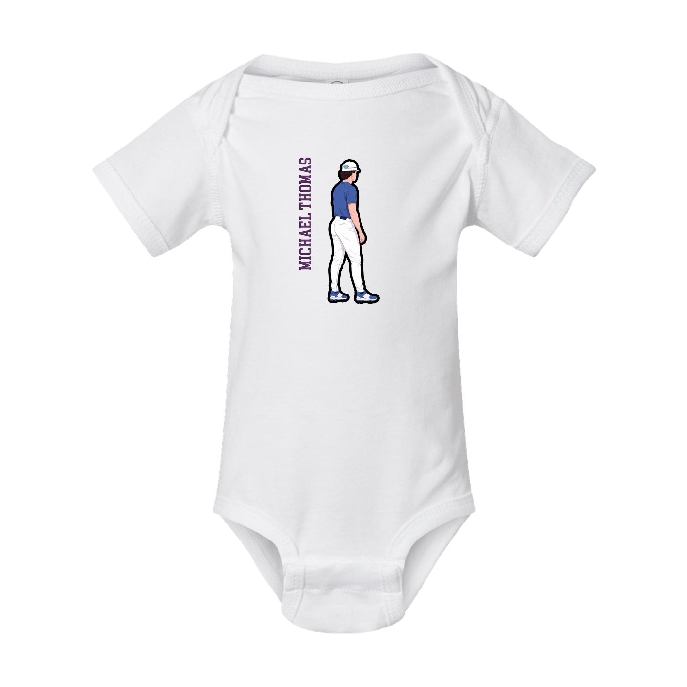 Baby Onesie — Name Vertical in White
