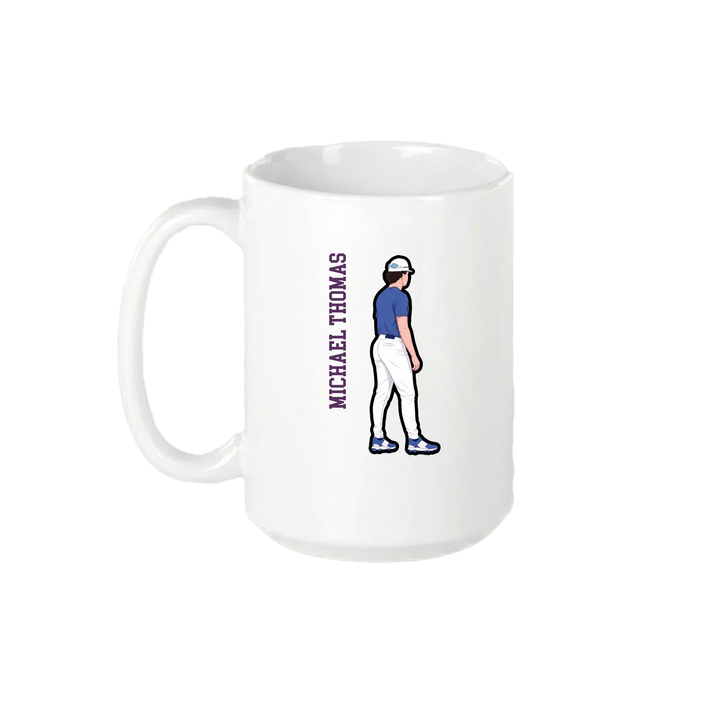 15oz Coffee Mug — Name Vertical in White