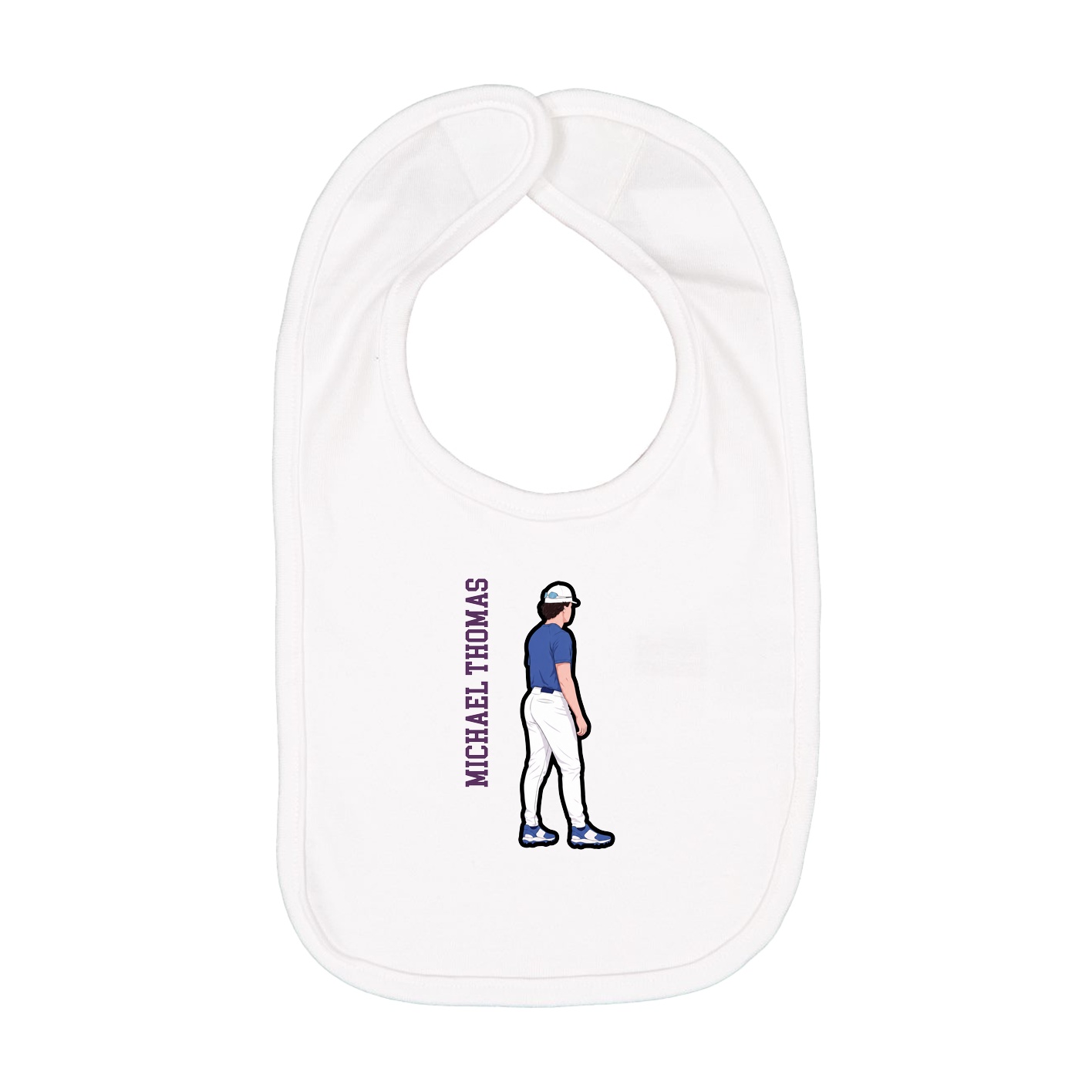 Infant Bib — Name Vertical in White